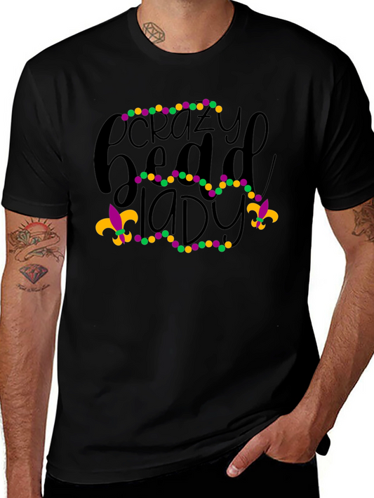 Crazy Bead Lady Mardi Gras Graphic Tee