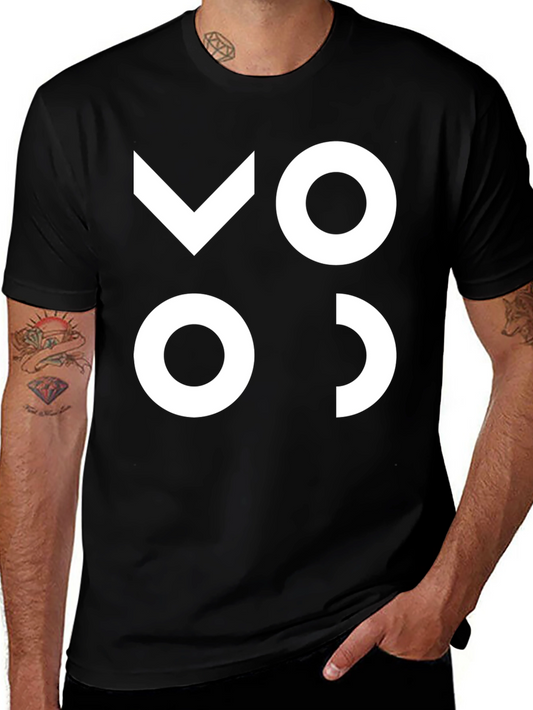 Modern Graphic Tee - Black with White Abstract Design