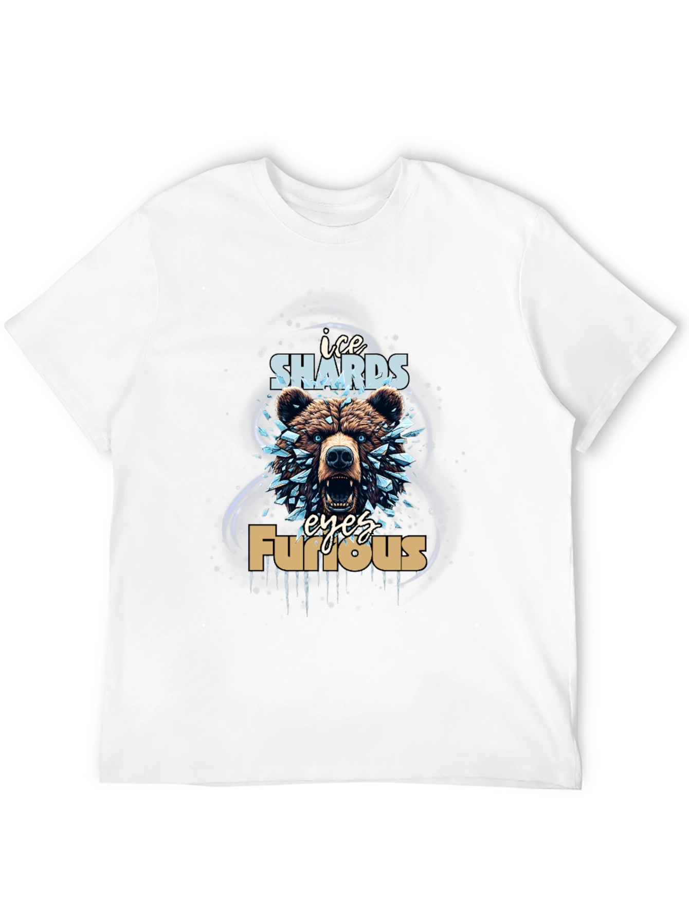 Ice Shards Furious Eyes Bear Graphic Tee