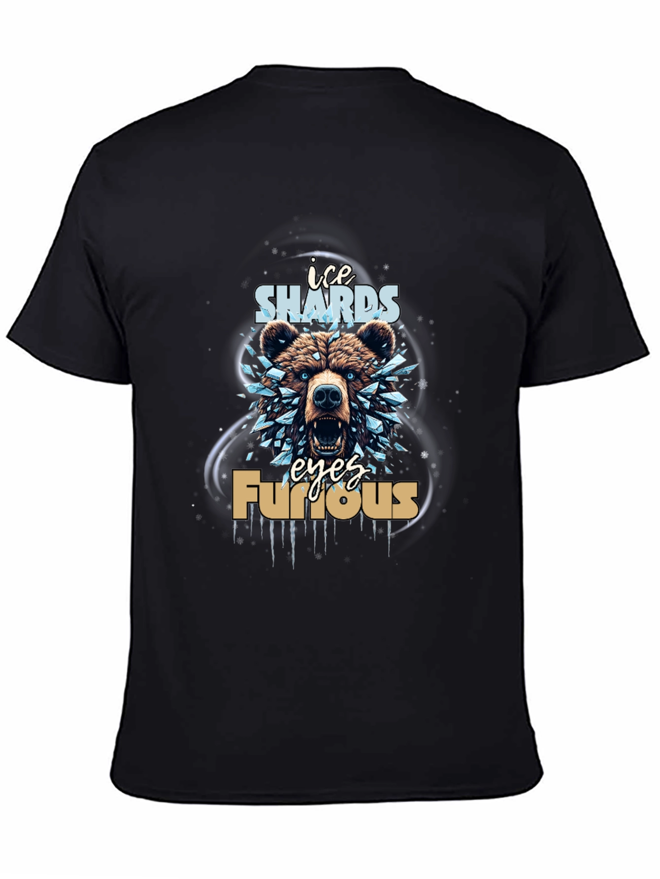 Ice Shards Furious Eyes Bear Graphic Tee