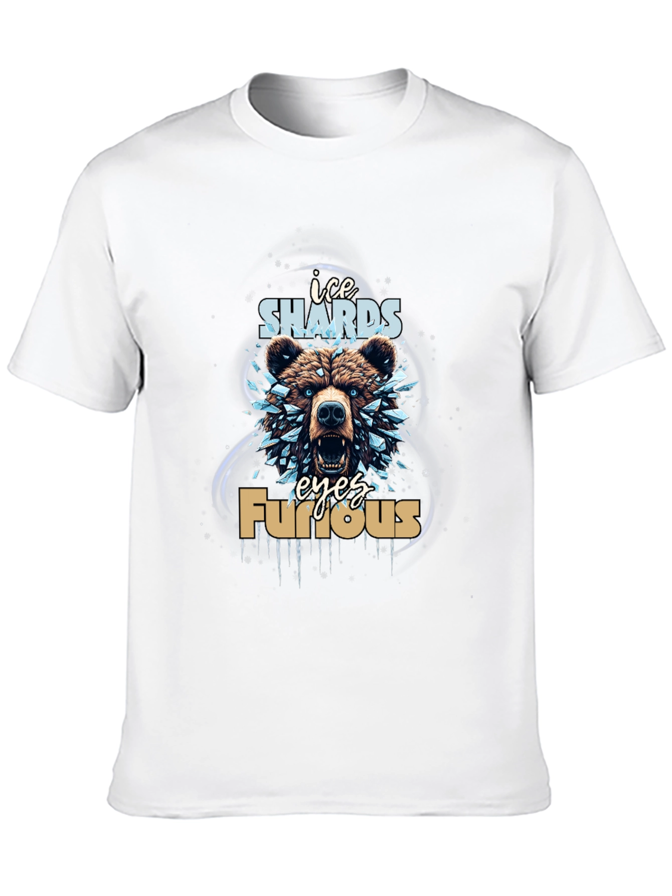 Ice Shards Furious Eyes Bear Graphic Tee