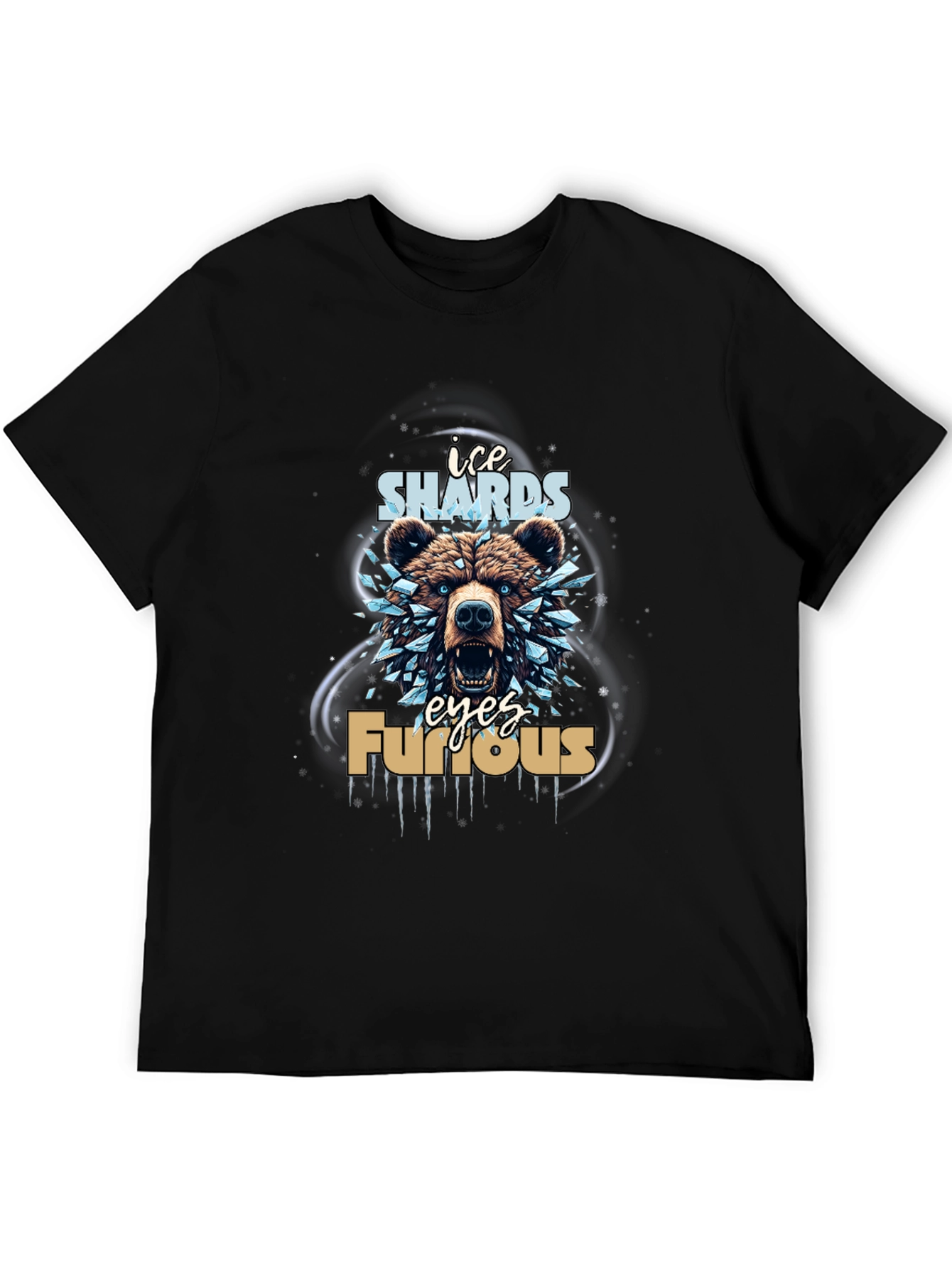 Ice Shards Furious Eyes Bear Graphic Tee