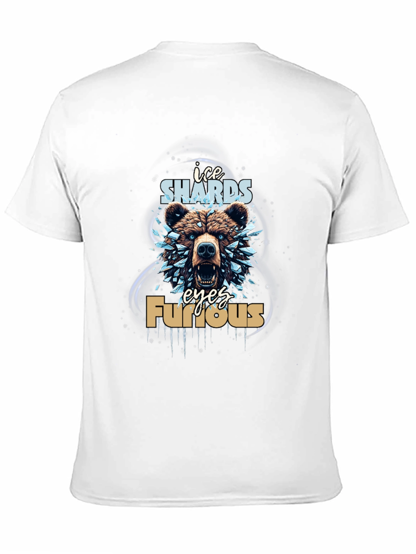 Ice Shards Furious Eyes Bear Graphic Tee