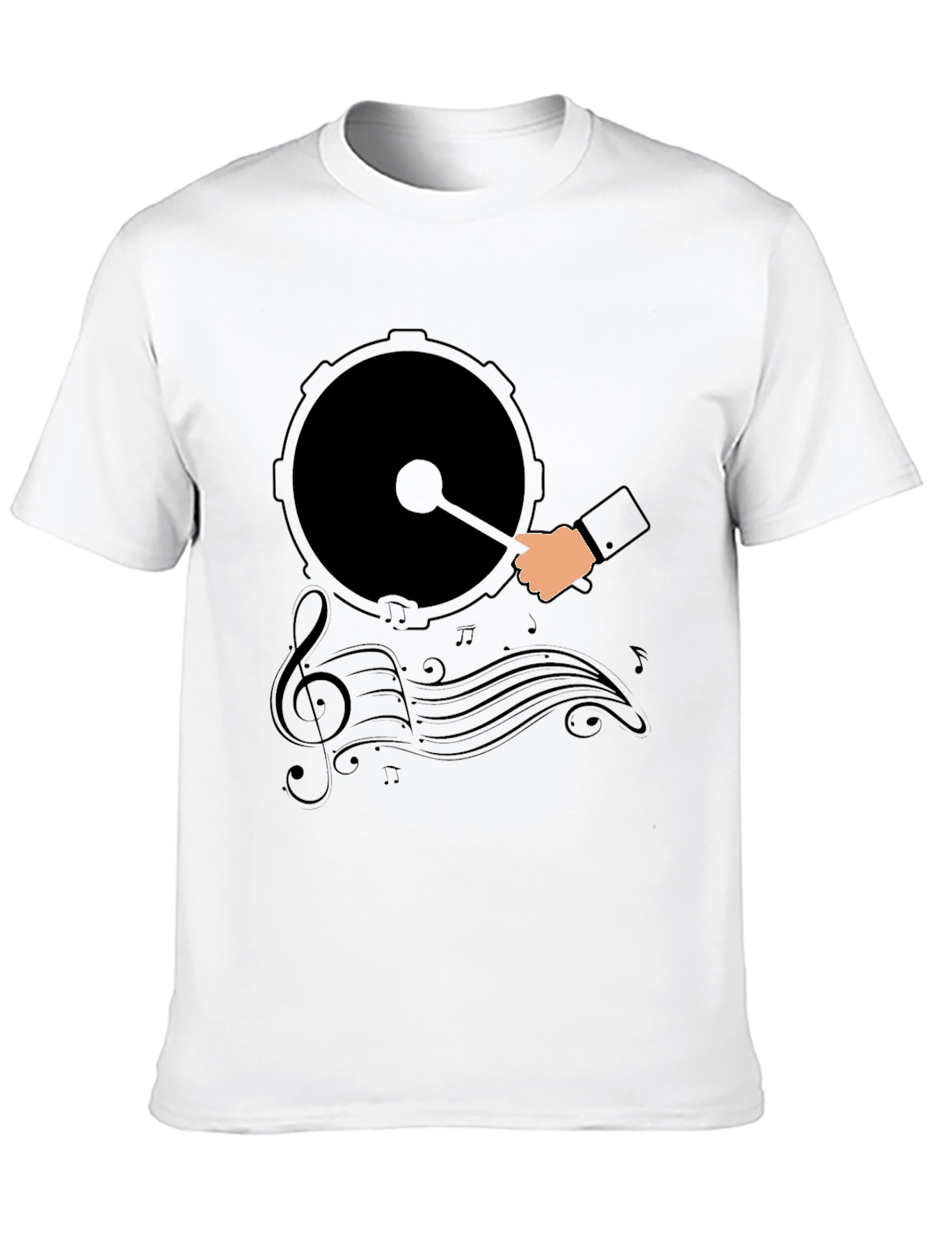 Drum and Music Graphic Tee - Black
