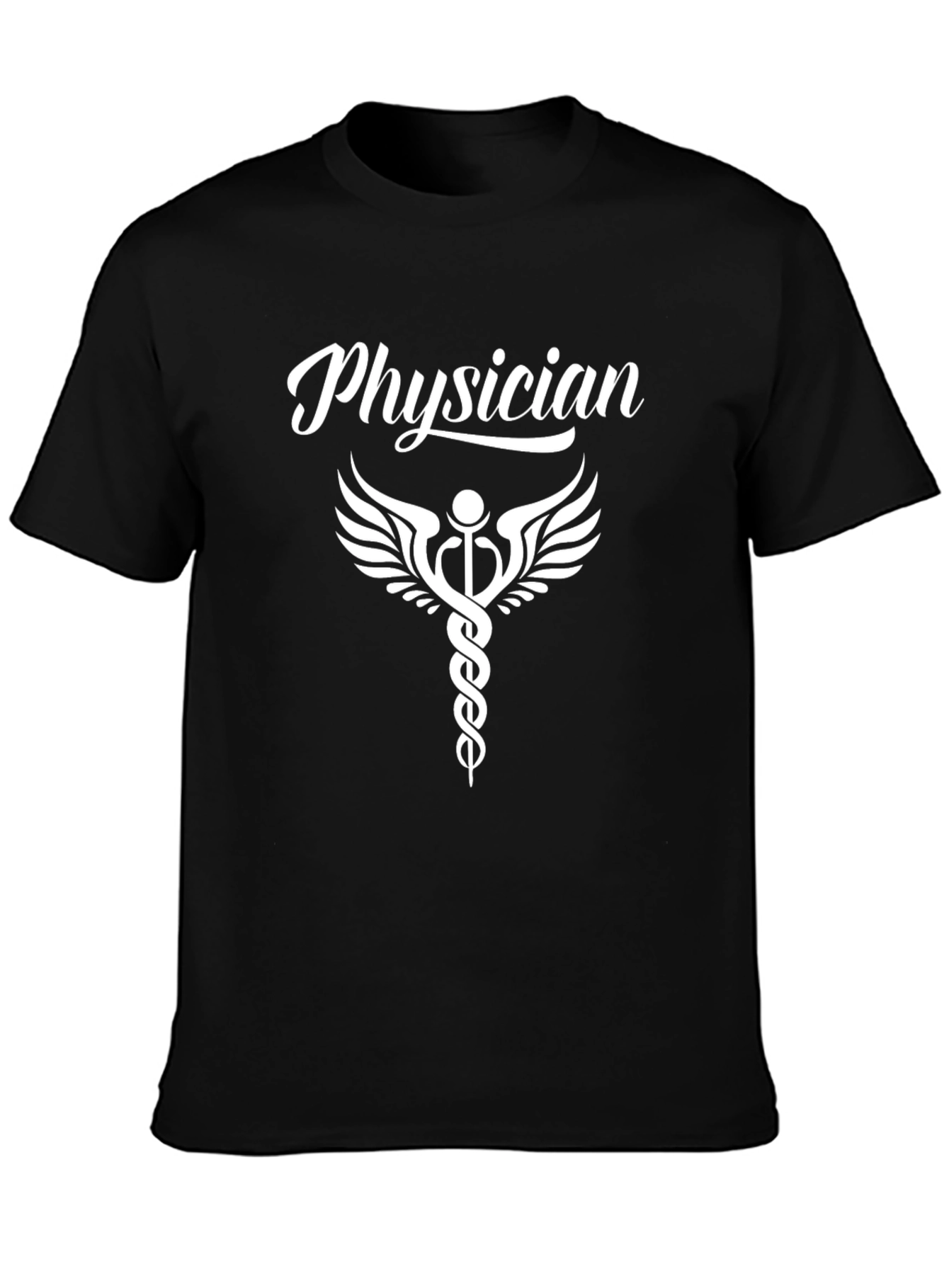 Physician Caduceus Black T-Shirt - Medical Professional Apparel