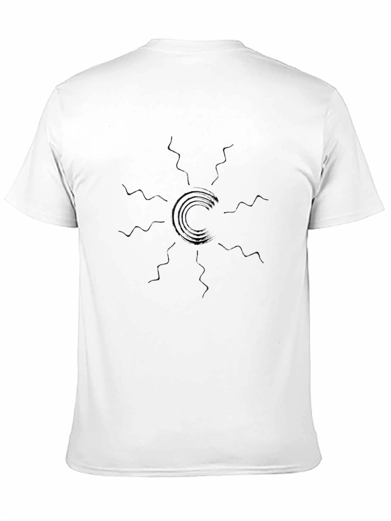 Modern Geometric Sun Graphic Tee - Black