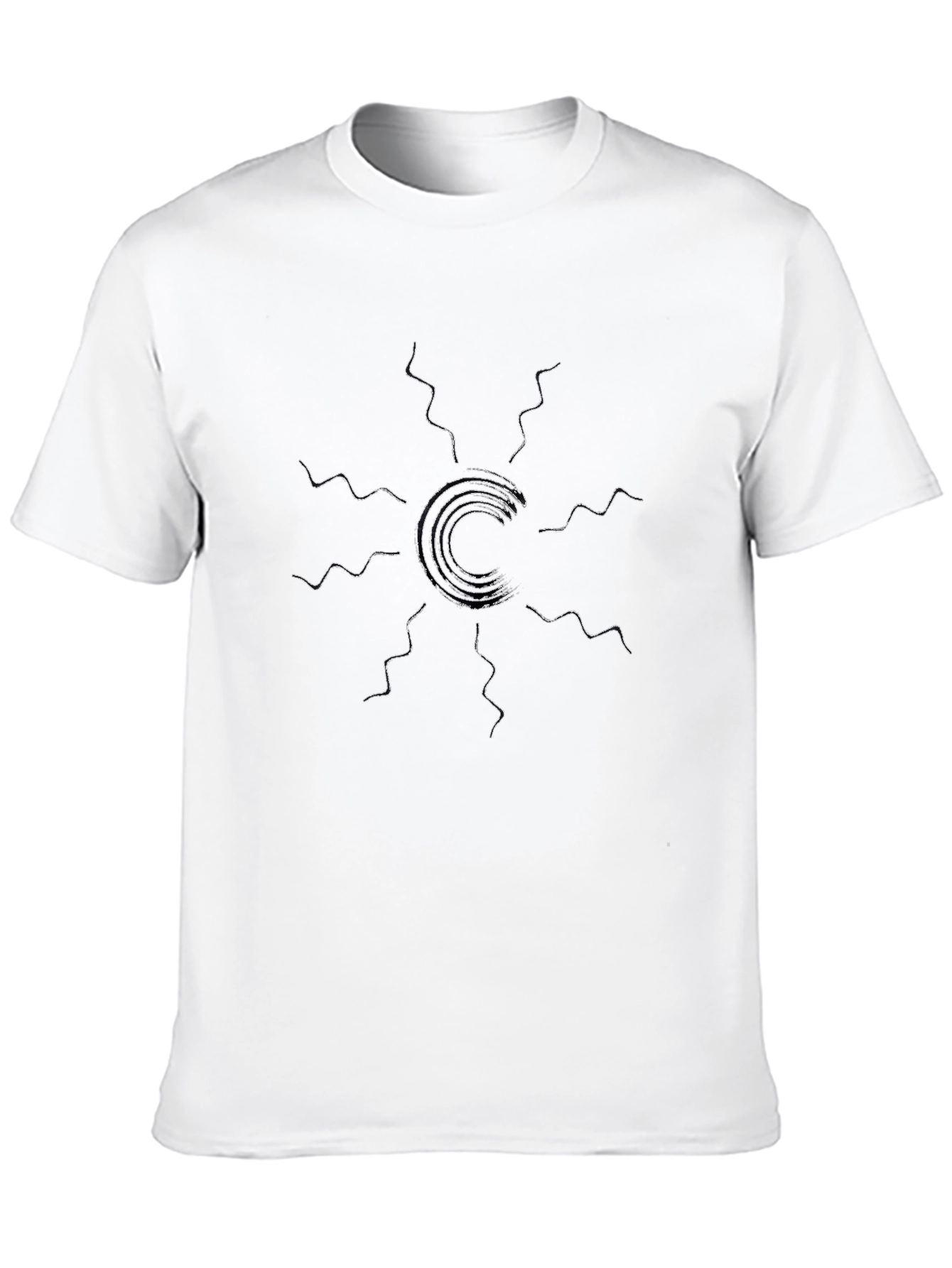 Modern Geometric Sun Graphic Tee - Black