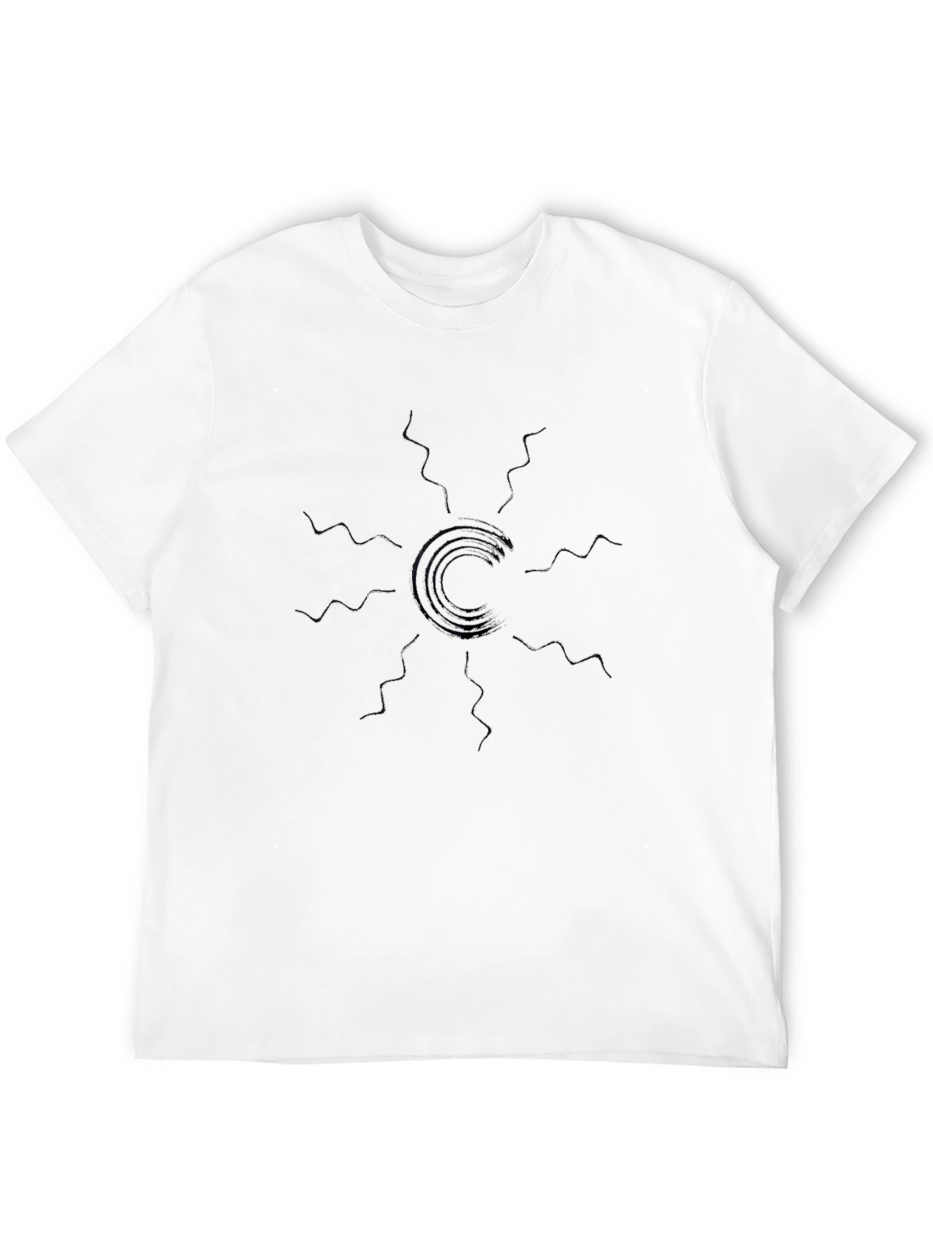 Modern Geometric Sun Graphic Tee - Black