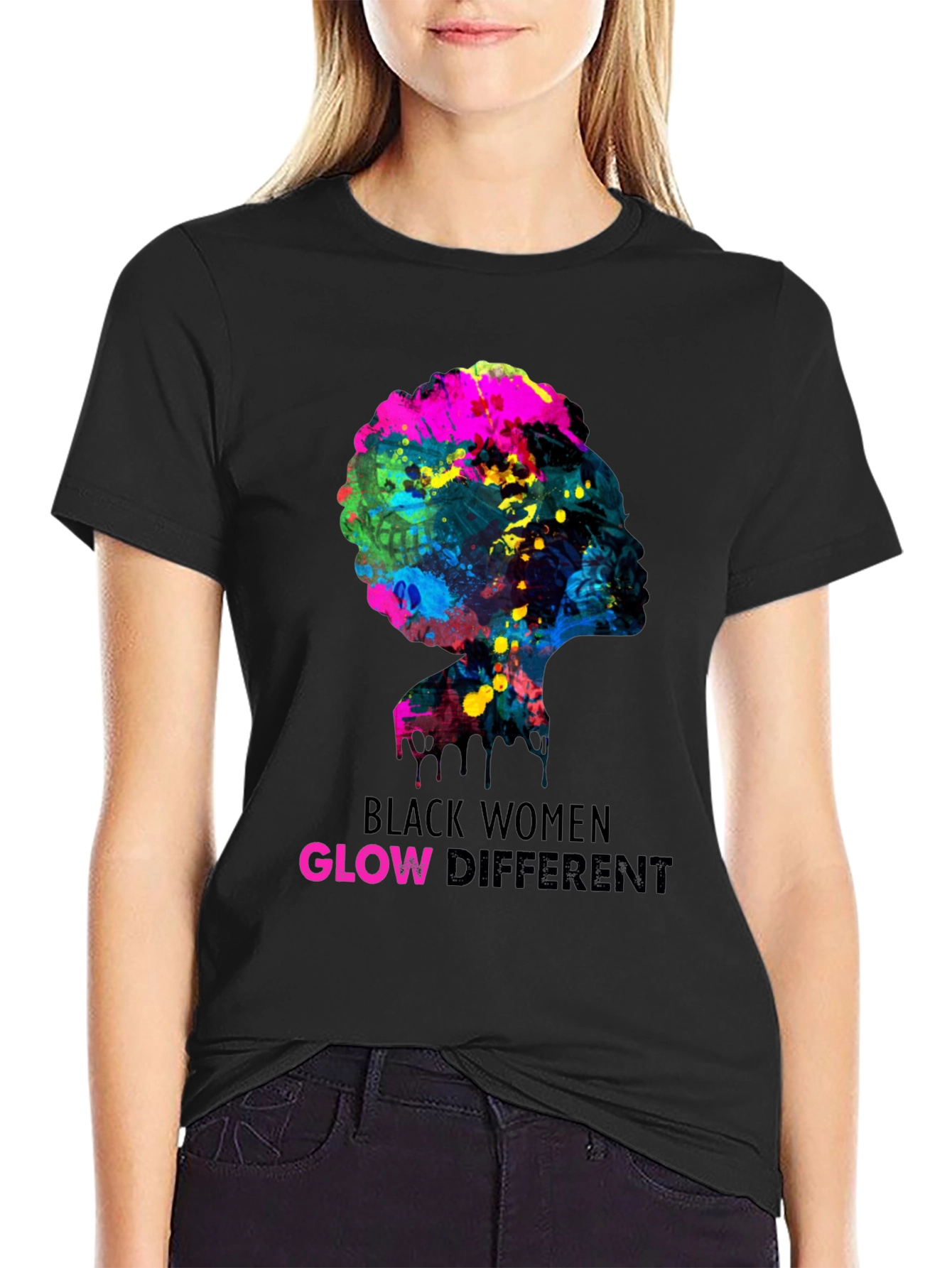 Black Women Glow Different Graphic Tee