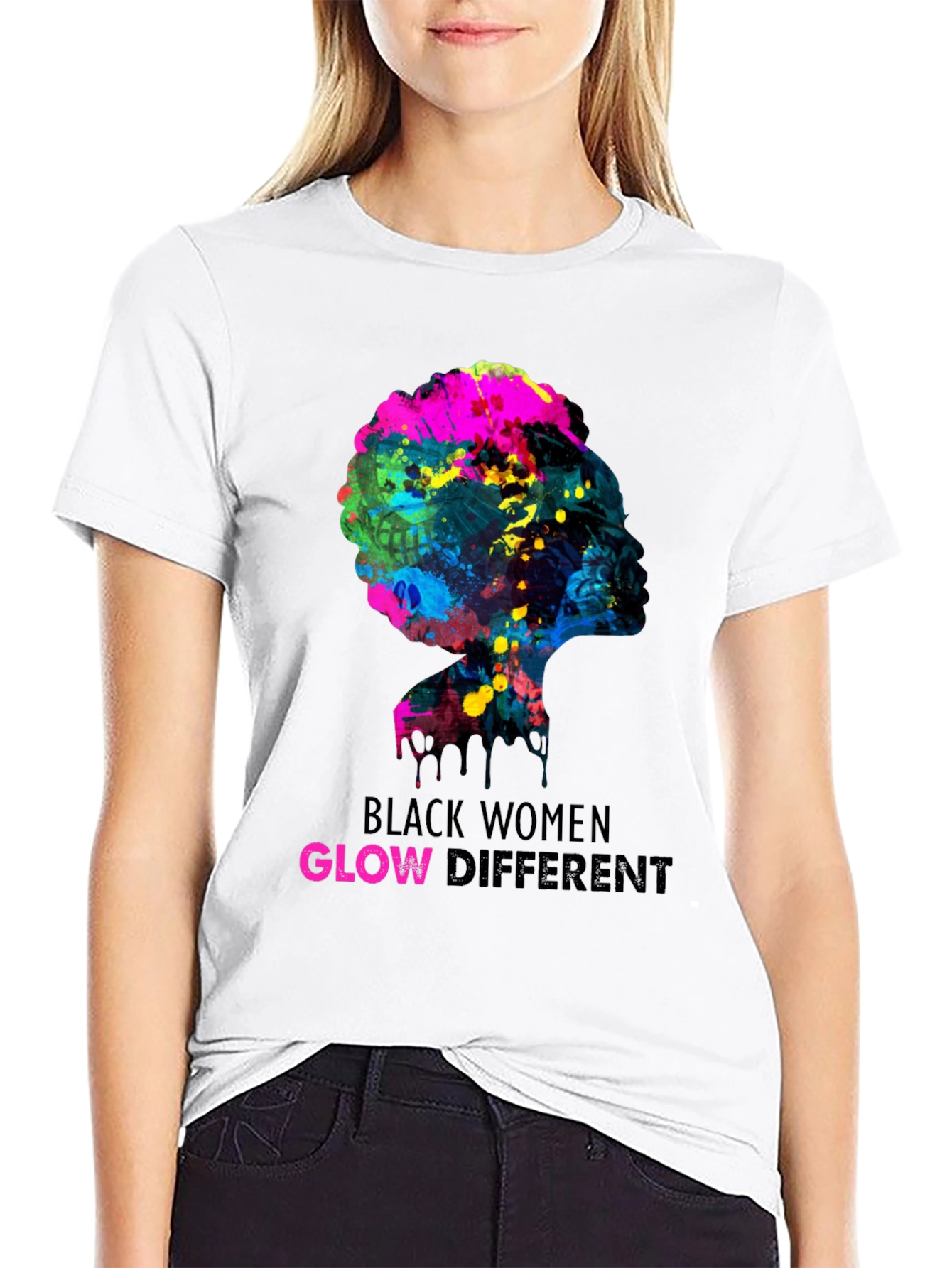 Black Women Glow Different Graphic Tee