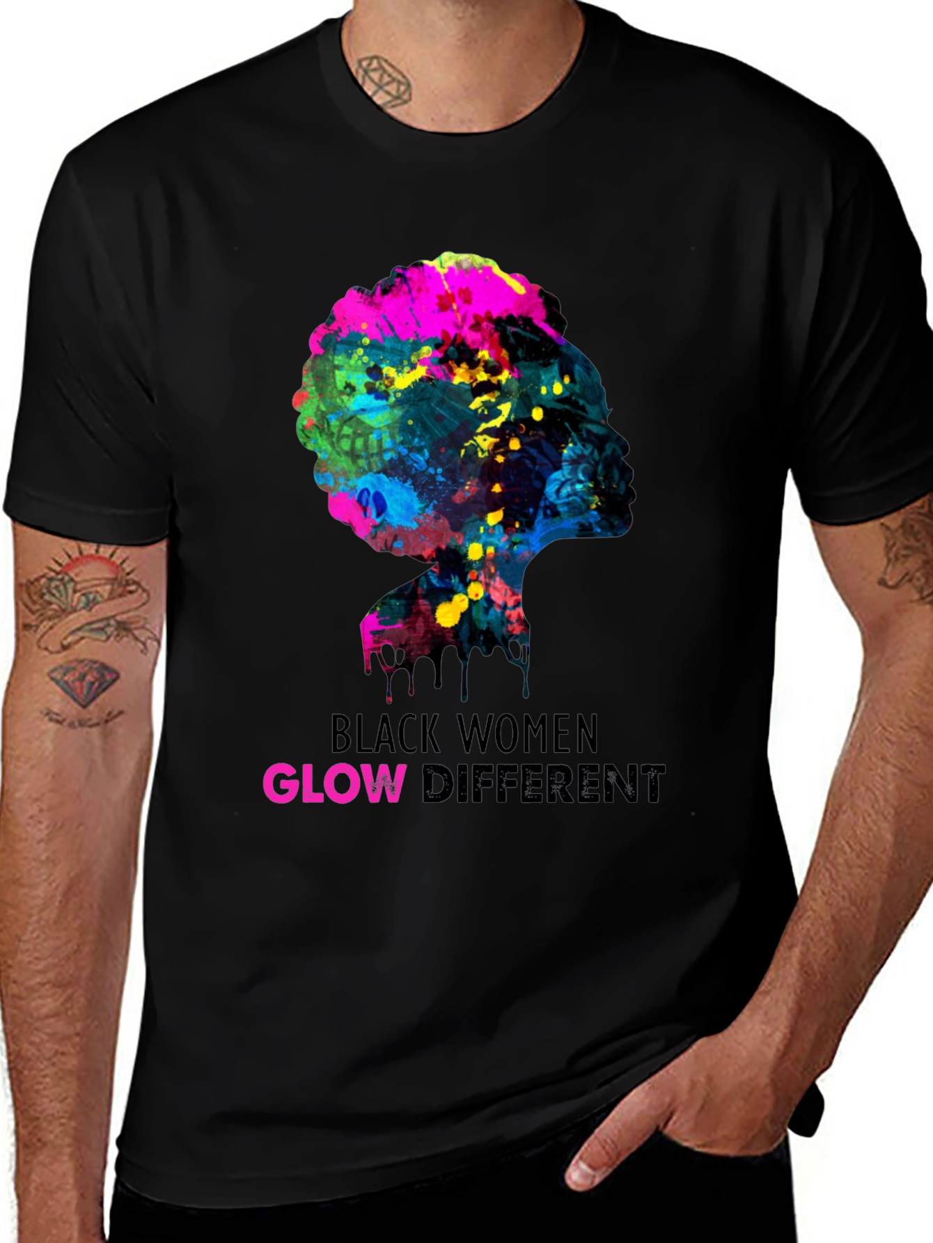 Black Women Glow Different Graphic Tee