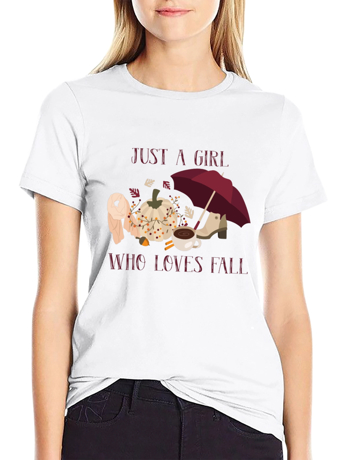 Just A Girl Who Loves Fall T-Shirt Autumn Tee
