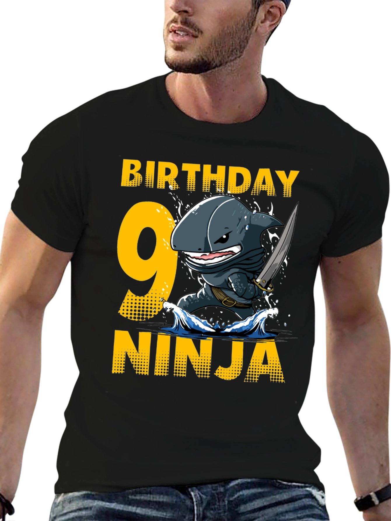 Birthday Shark Ninja T-Shirt - 9 Years Old