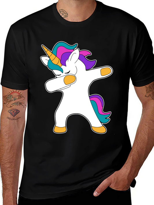 Dabbing Unicorn Graphic T-Shirt - Black Cotton Tee