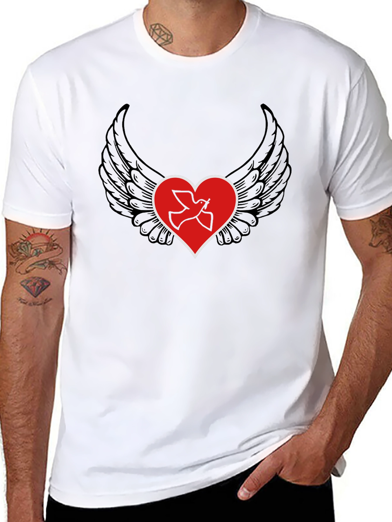 Heart Wings Peace Dove Graphic T-Shirt