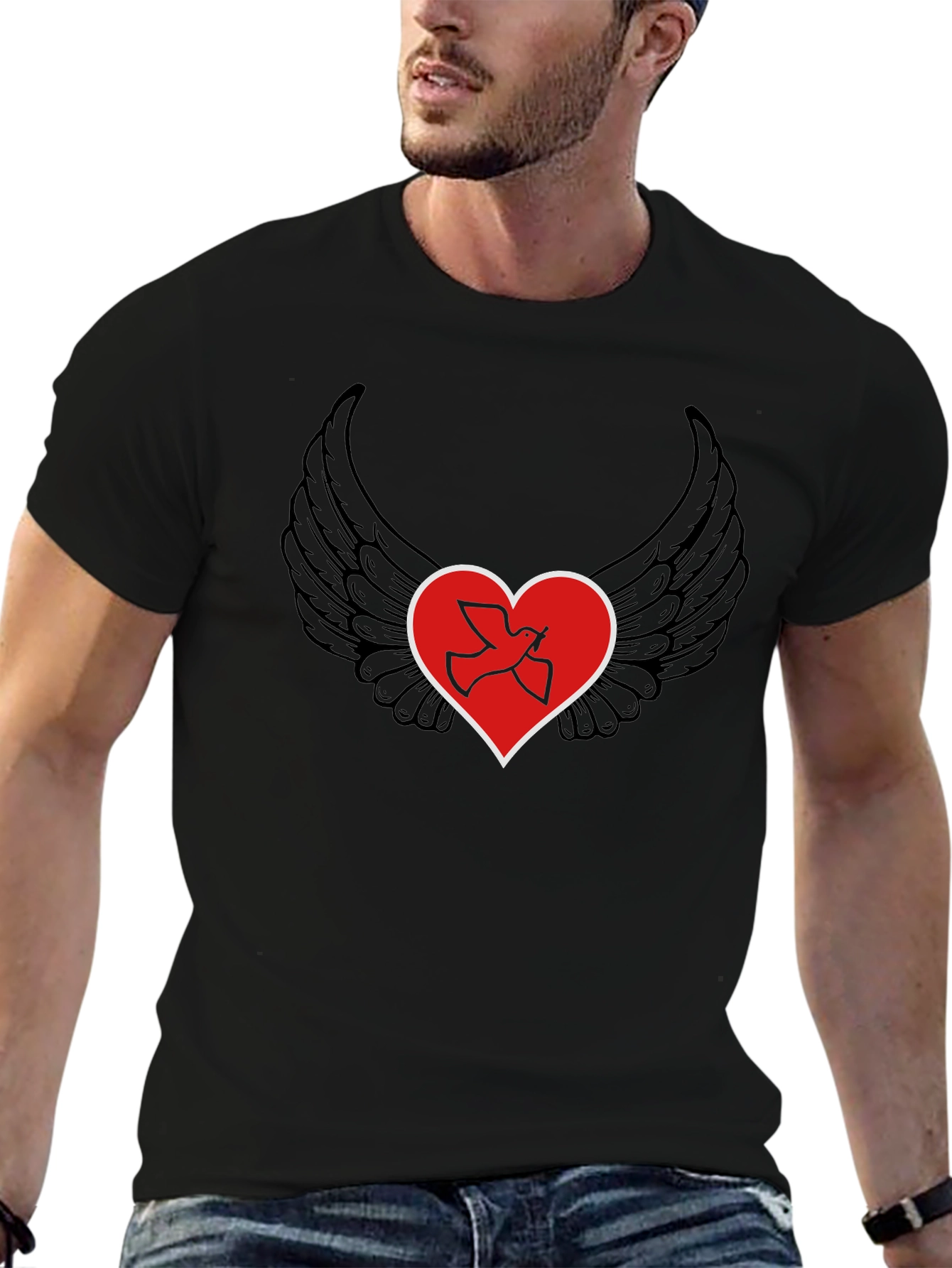 Heart Wings Peace Dove Graphic T-Shirt