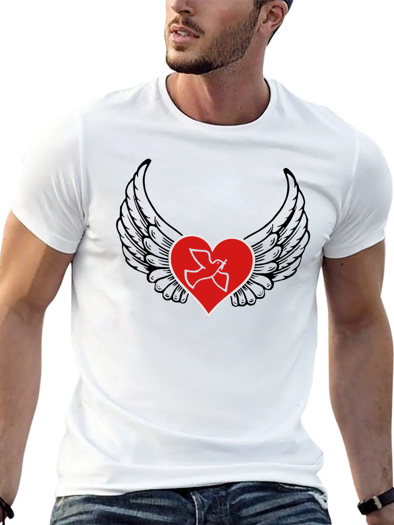 Heart Wings Peace Dove Graphic T-Shirt