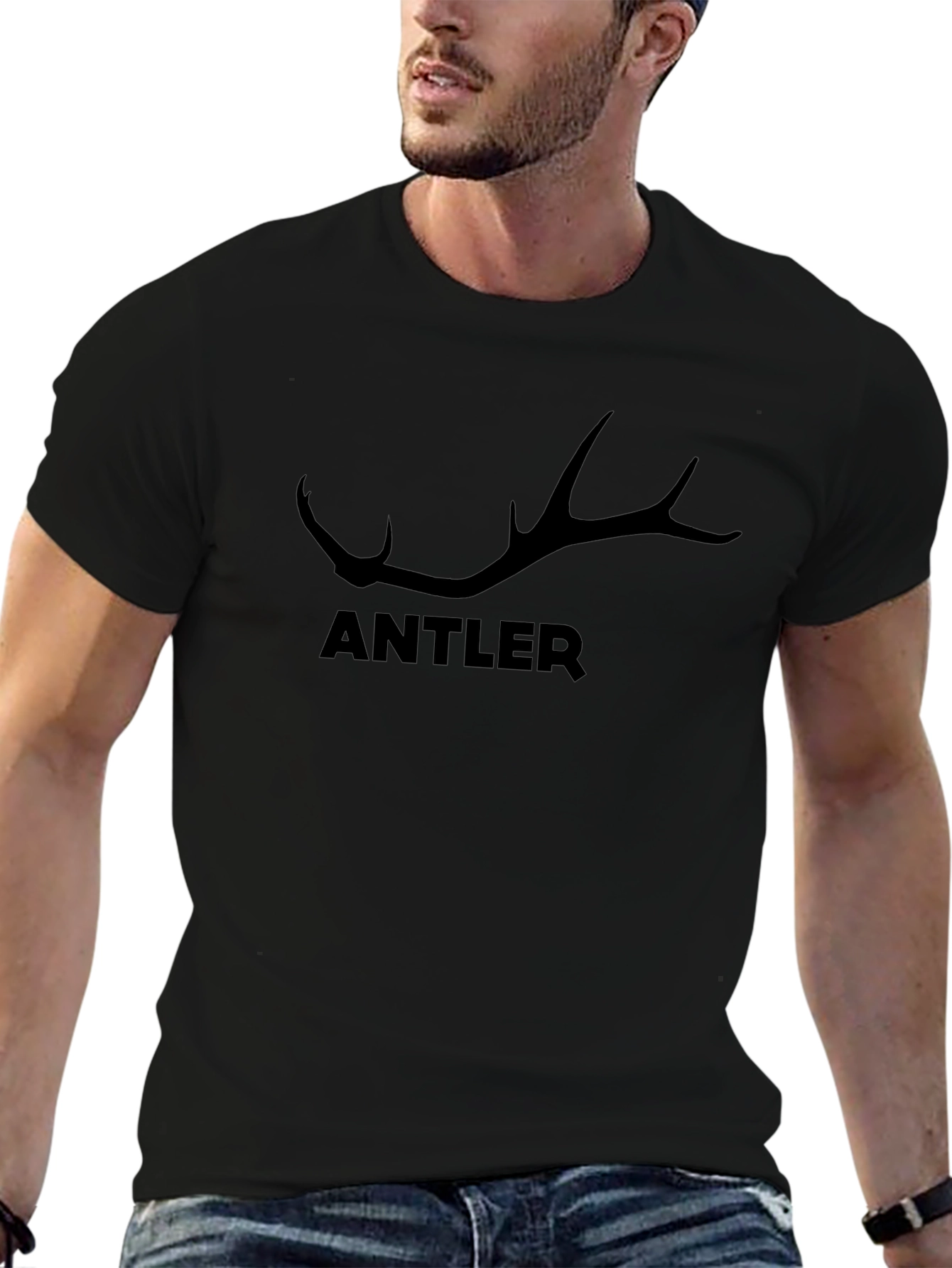 Antler Graphic Tee - Mens Black Crewneck T-Shirt