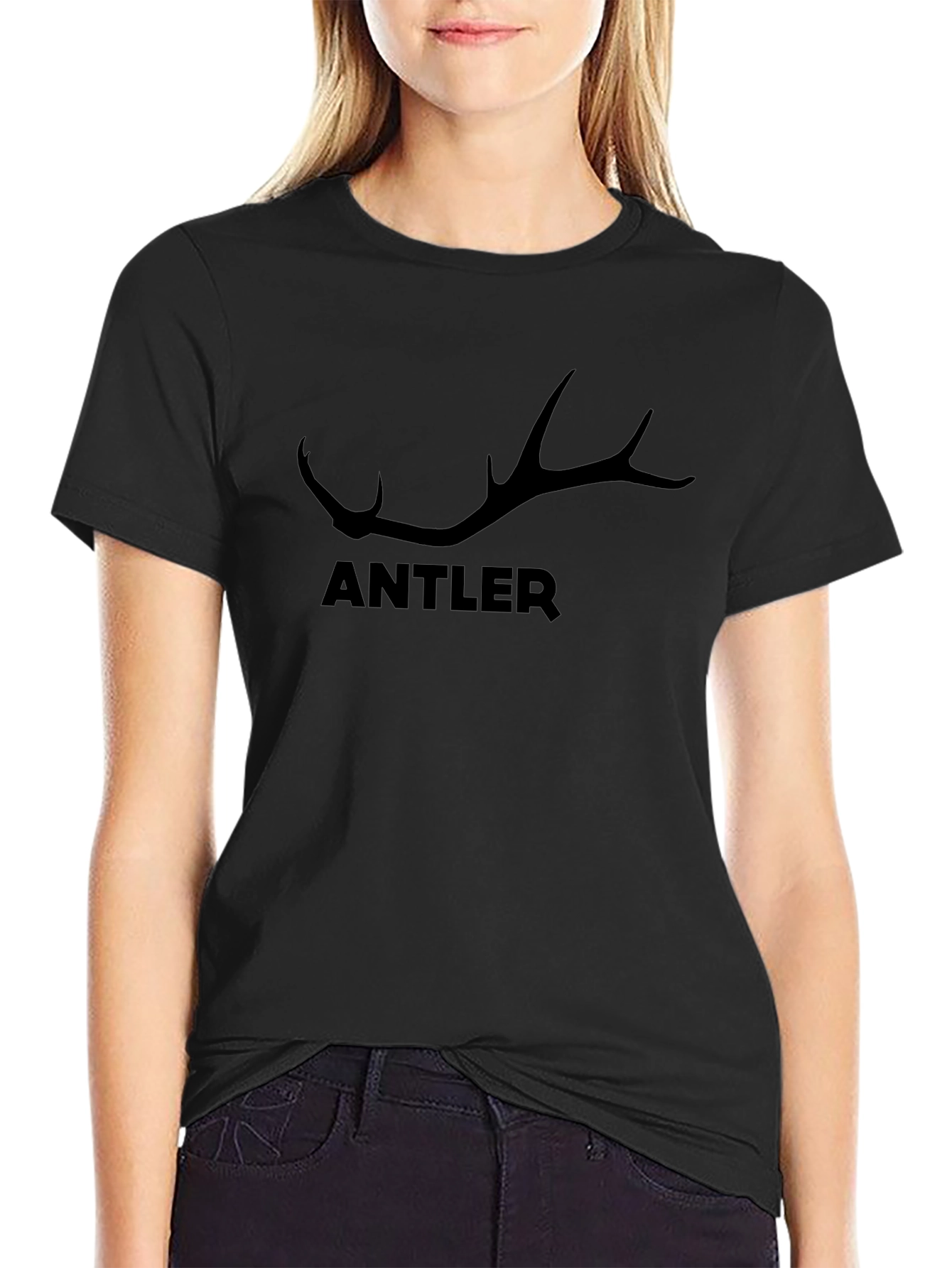 Antler Graphic Tee - Mens Black Crewneck T-Shirt