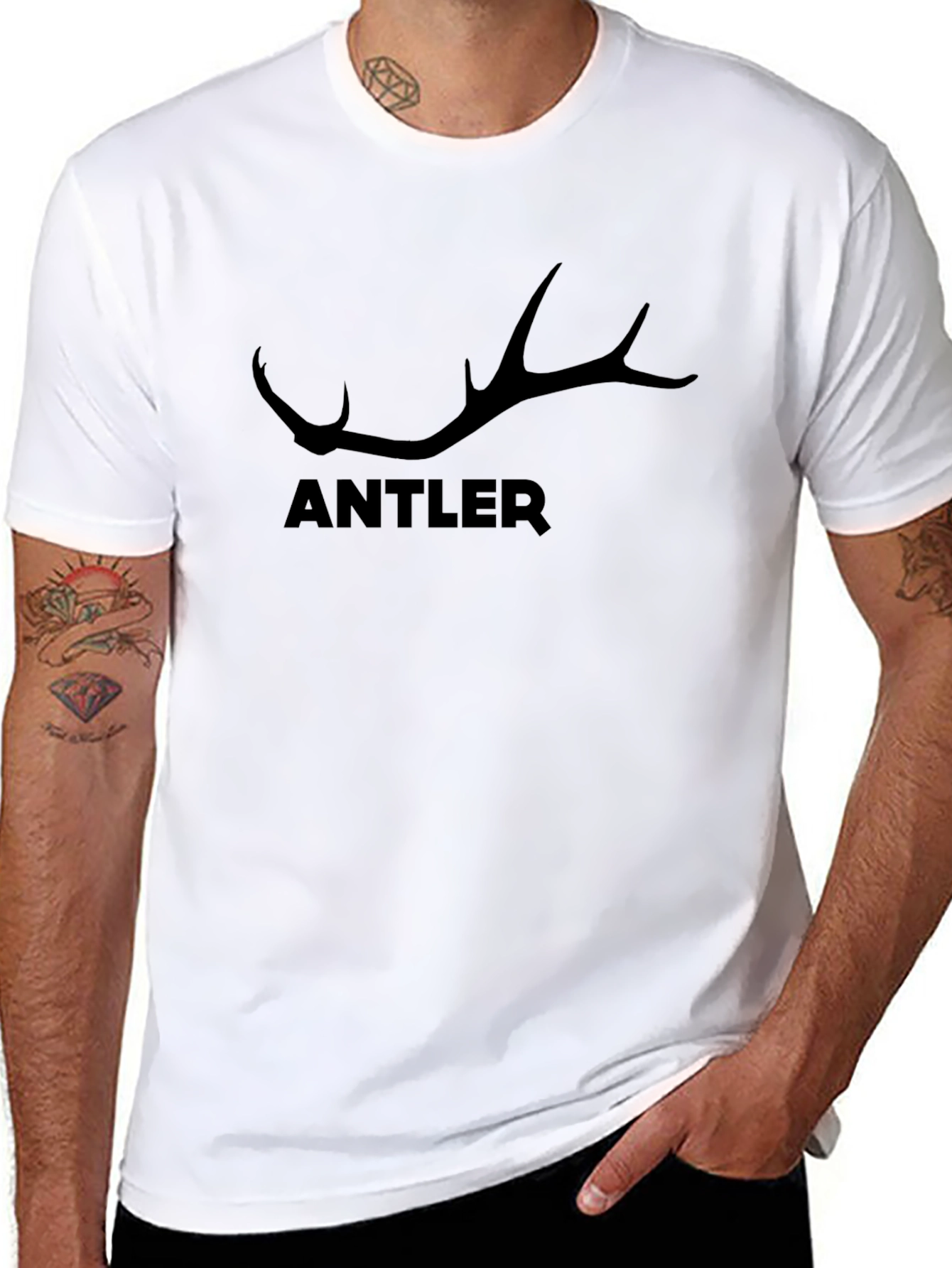 Antler Graphic Tee - Mens Black Crewneck T-Shirt
