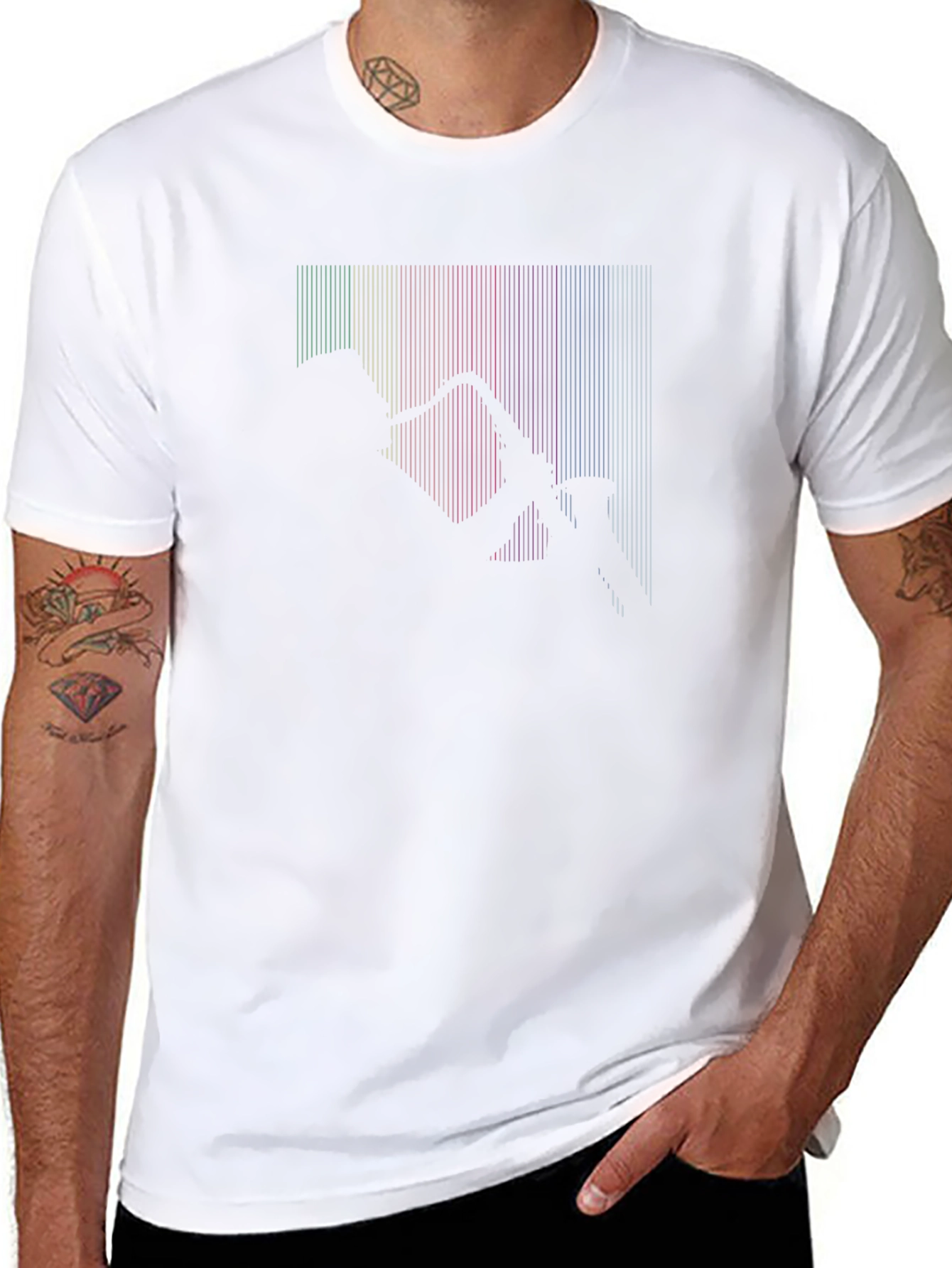 Saxophone Silhouette Rainbow Lines T-Shirt