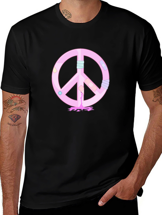 Peace Sign T-Shirt - Pink Bandage Design
