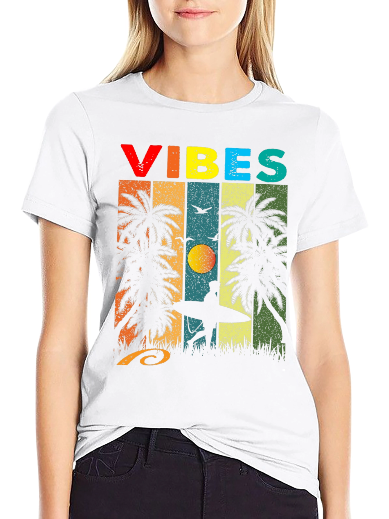 Retro Vibes Palm Tree Surf T-Shirt