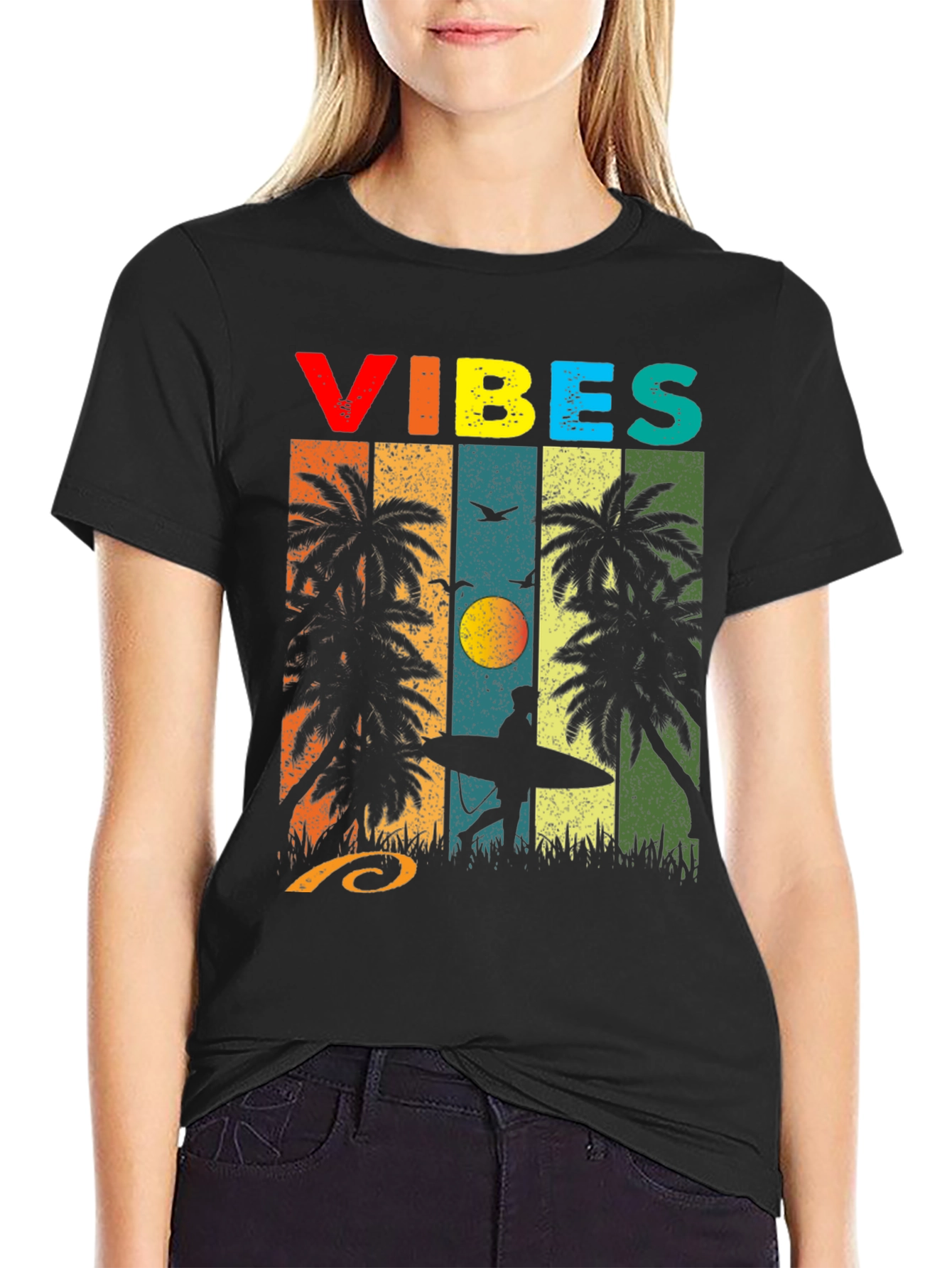 Retro Vibes Palm Tree Surf T-Shirt