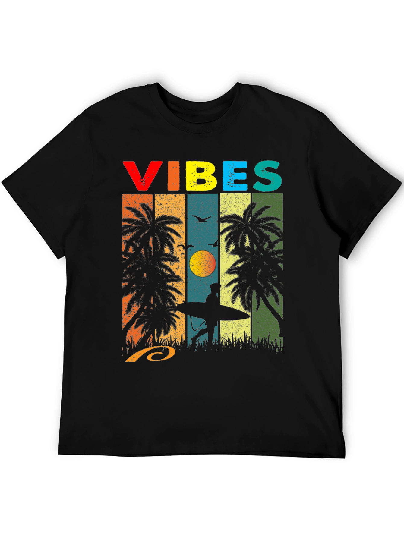 Retro Vibes Palm Tree Surf T-Shirt