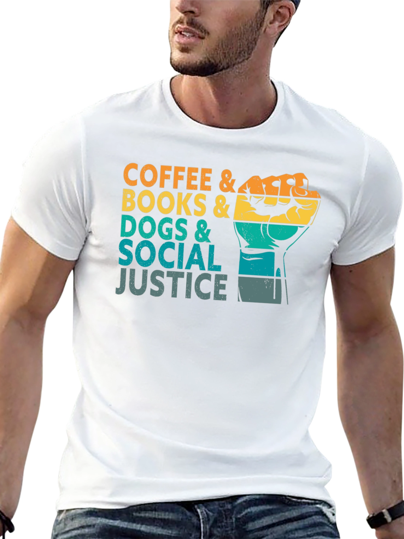 Coffee Books Dogs and Social Justice Graphic Tee