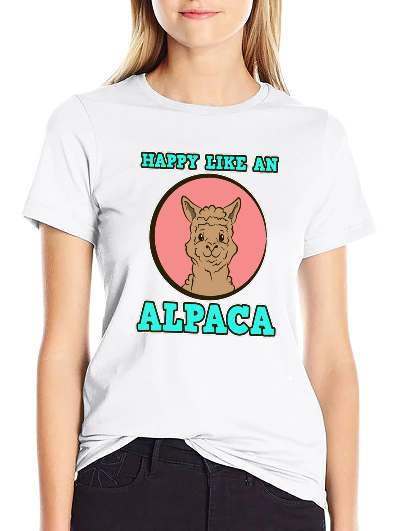 Happy Like an Alpaca Graphic T-Shirt