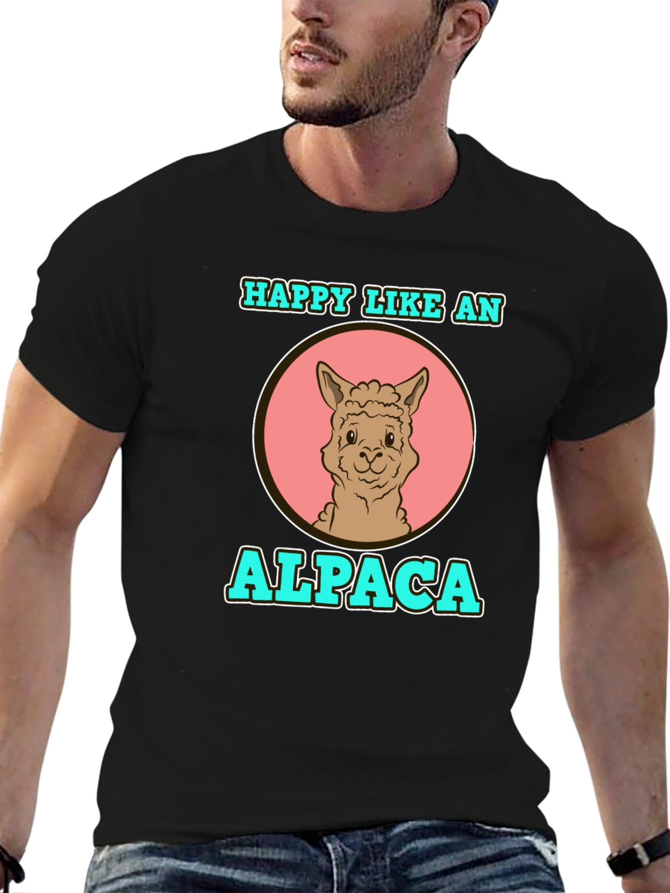 Happy Like an Alpaca Graphic T-Shirt