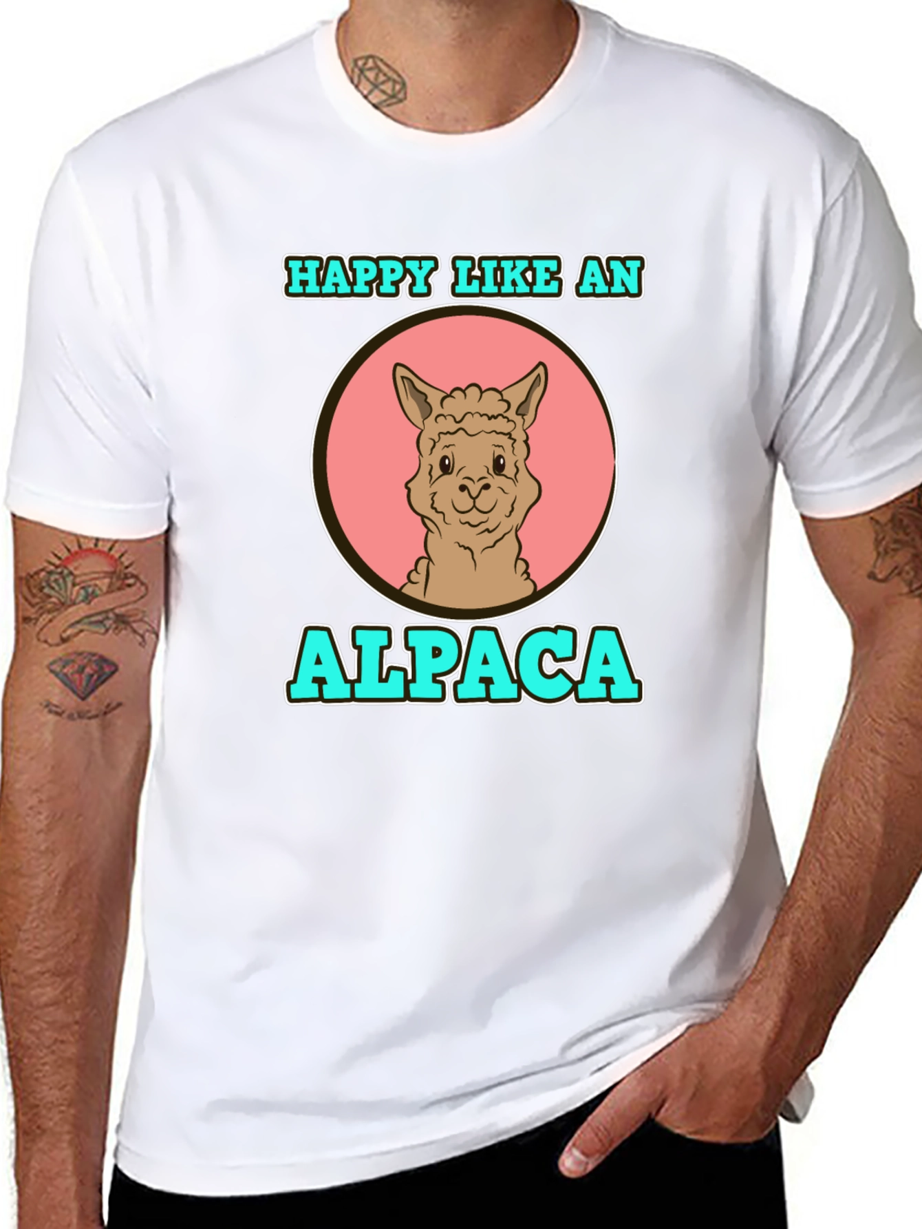 Happy Like an Alpaca Graphic T-Shirt