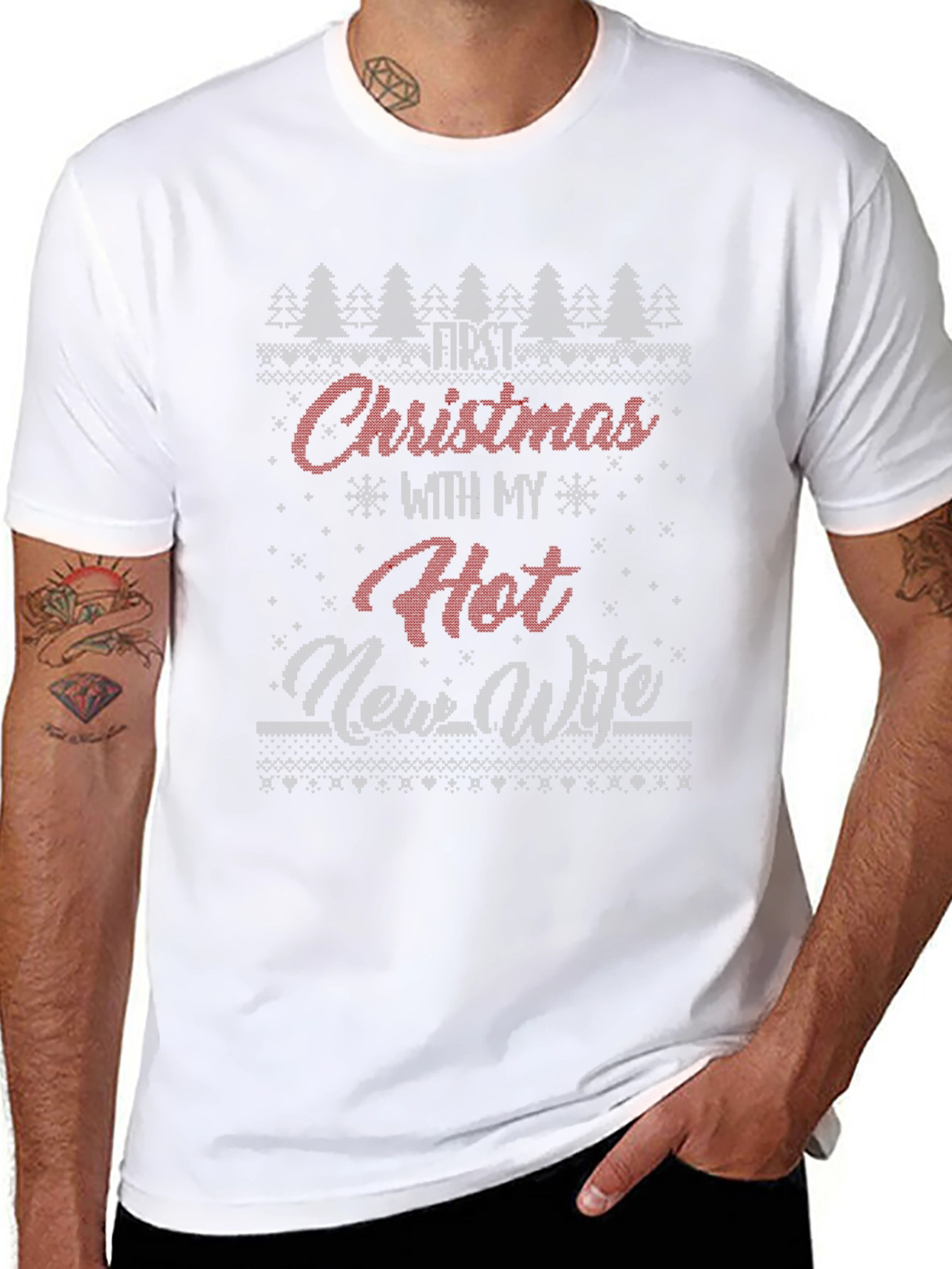 Funny Christmas T-Shirt First Christmas with Hot New Wife