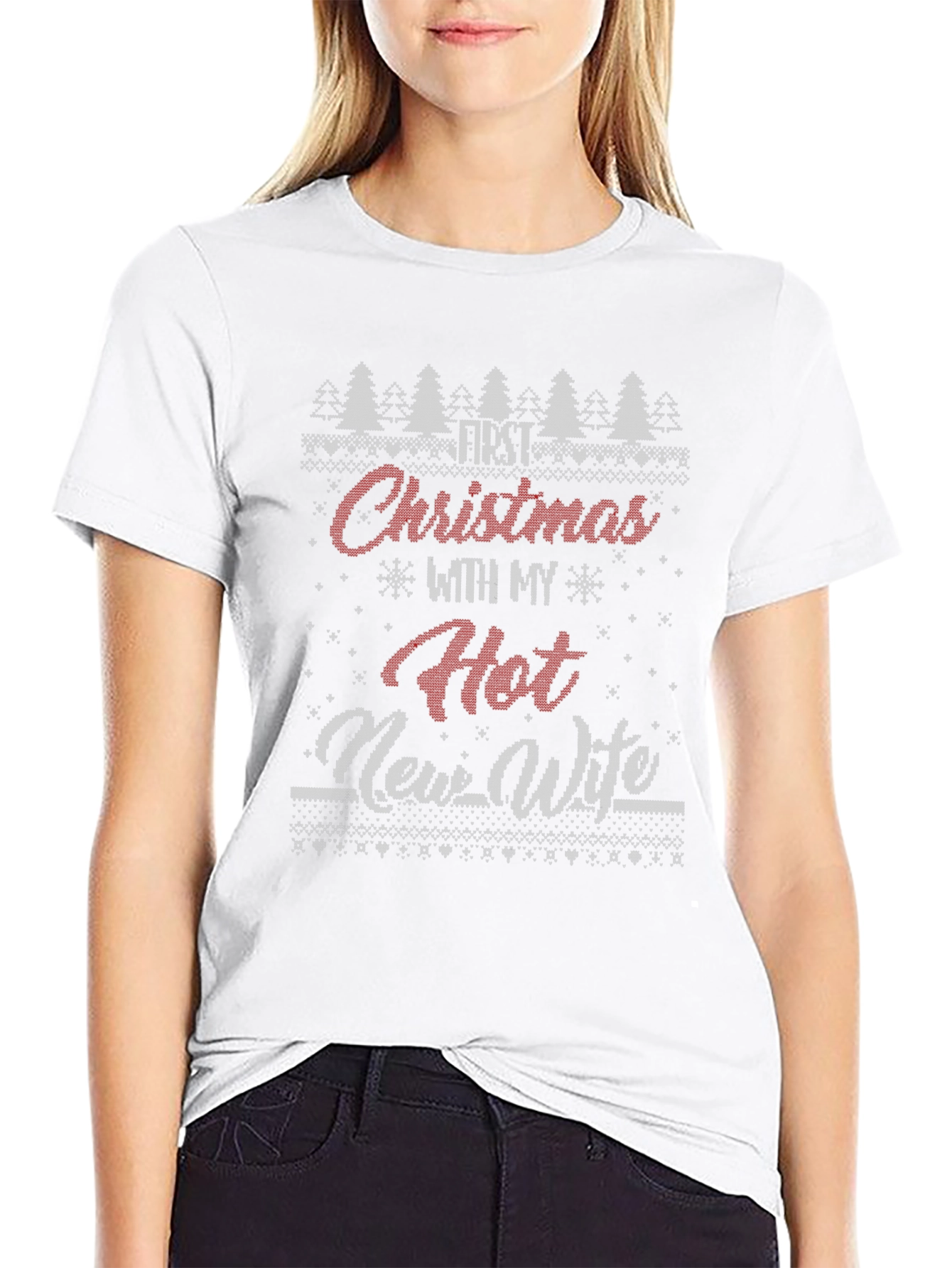Funny Christmas T-Shirt First Christmas with Hot New Wife
