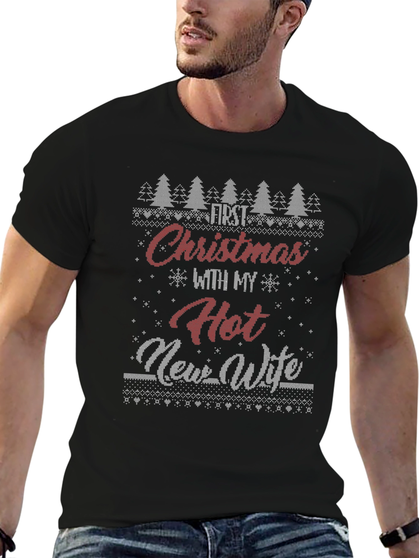 Funny Christmas T-Shirt First Christmas with Hot New Wife