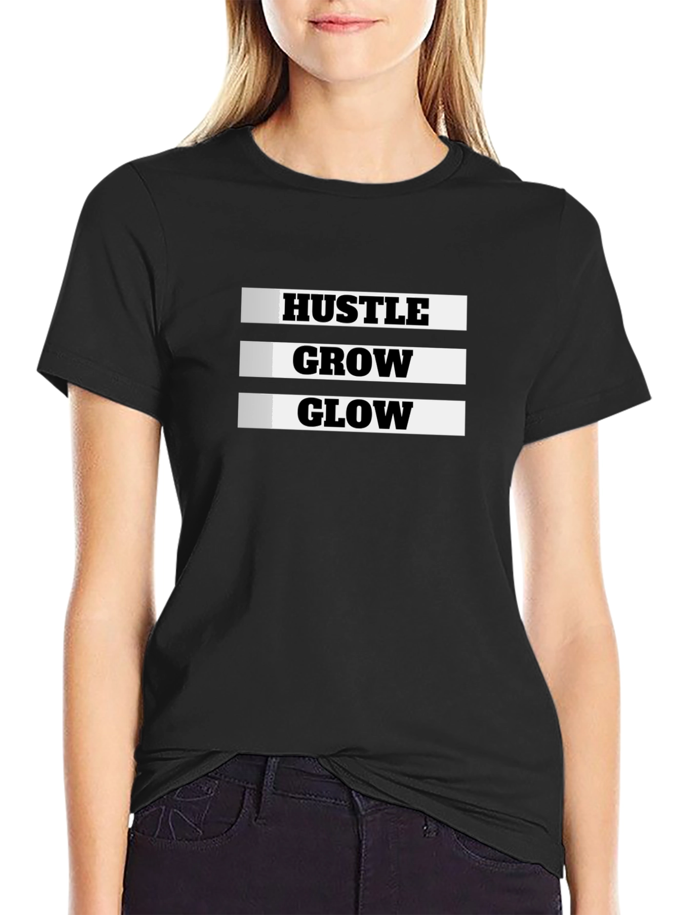 Hustle Grow Glow Black Graphic Tee