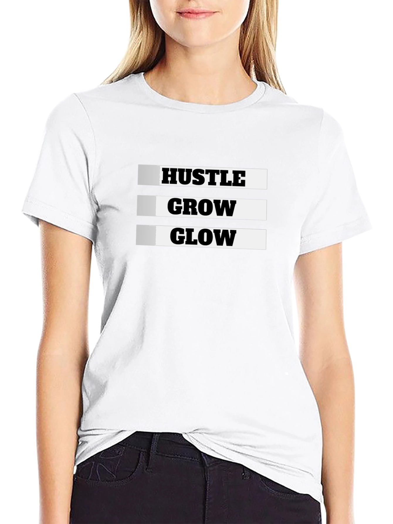 Hustle Grow Glow Black Graphic Tee