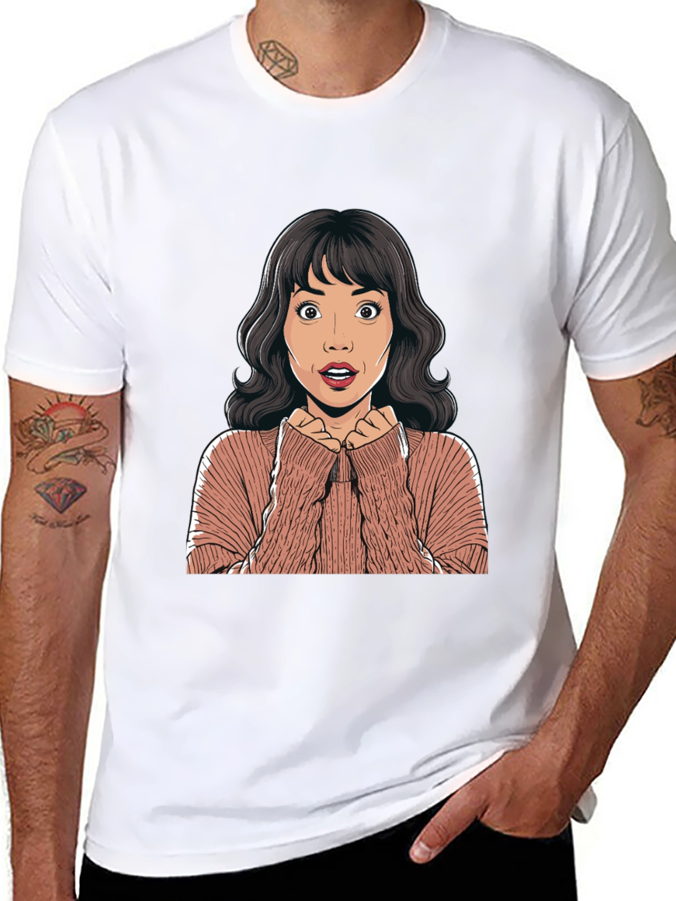 Surprised Cartoon Woman Graphic Tee