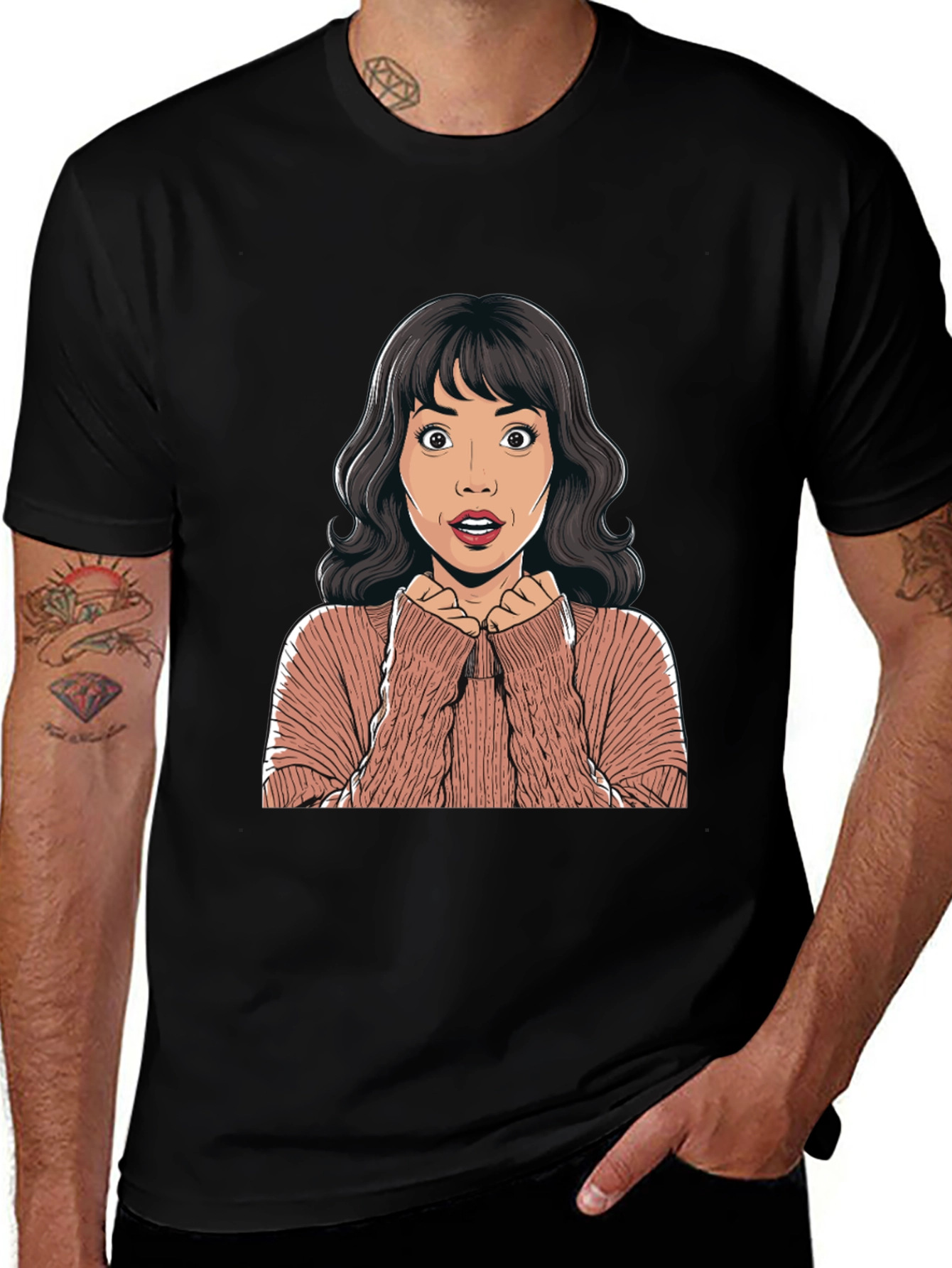 Surprised Cartoon Woman Graphic Tee