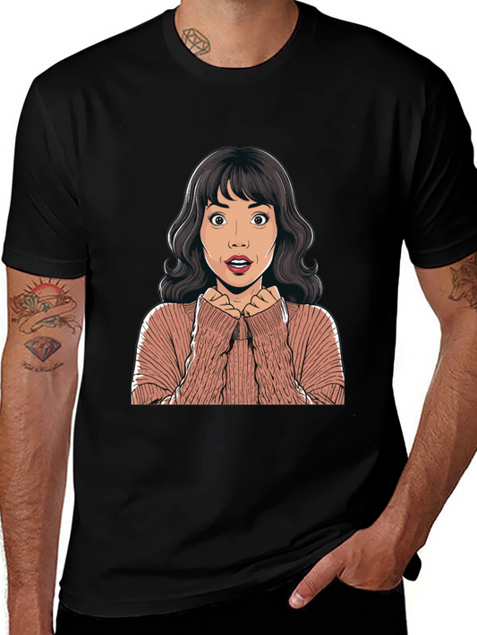 Surprised Cartoon Woman Graphic Tee