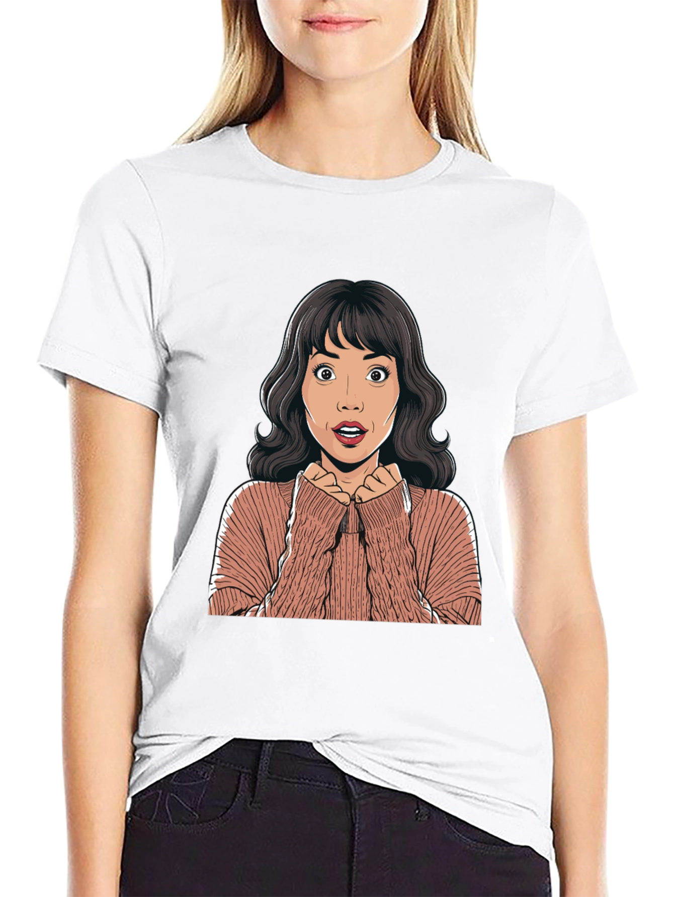 Surprised Cartoon Woman Graphic Tee