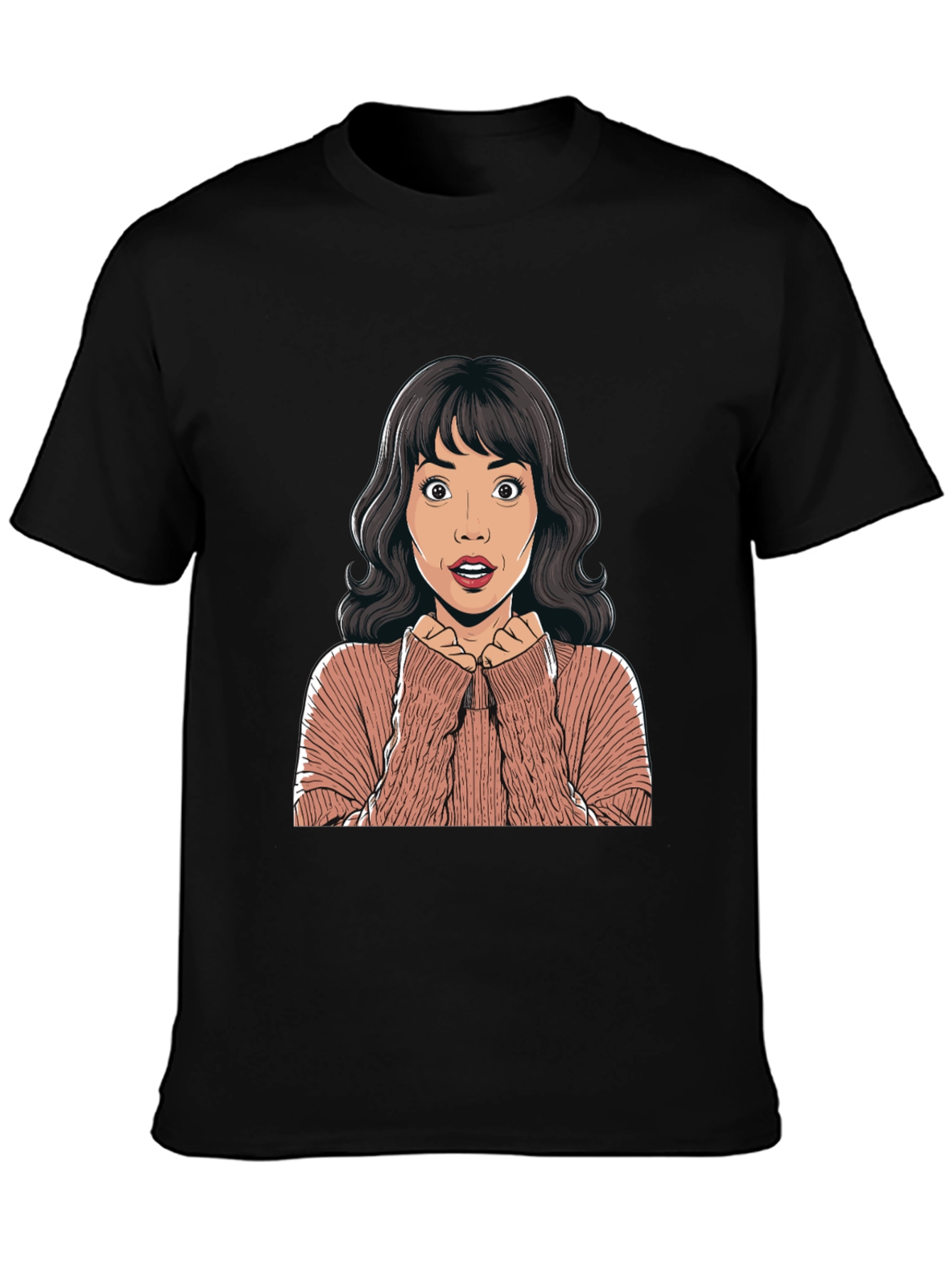 Surprised Cartoon Woman Graphic Tee