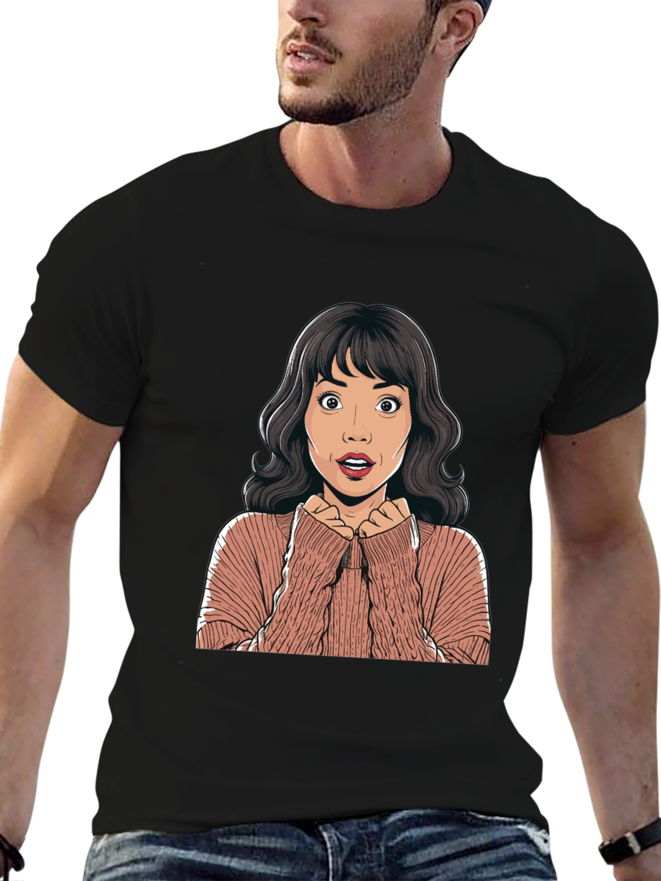 Surprised Cartoon Woman Graphic Tee
