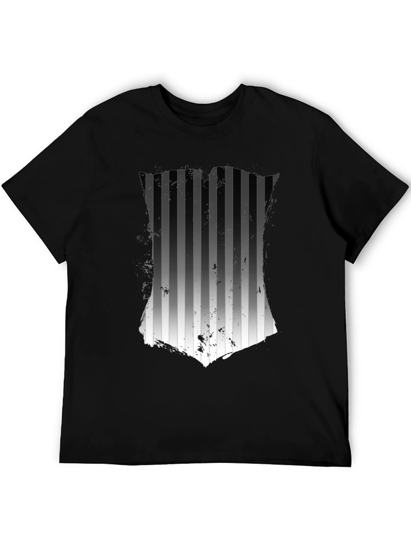 Striped Graphic Tee - Mens Black T-Shirt