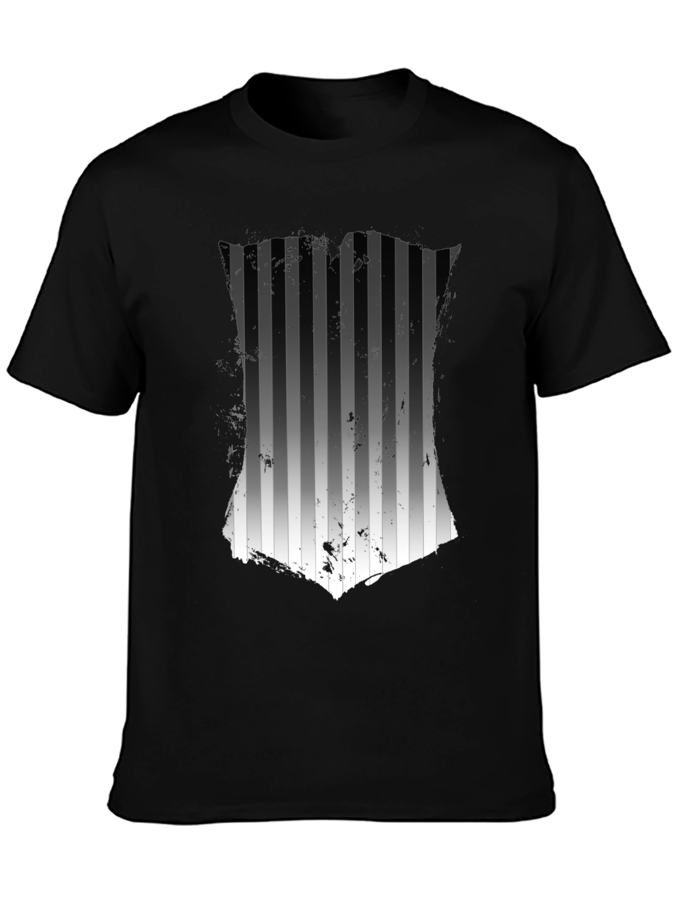 Striped Graphic Tee - Mens Black T-Shirt