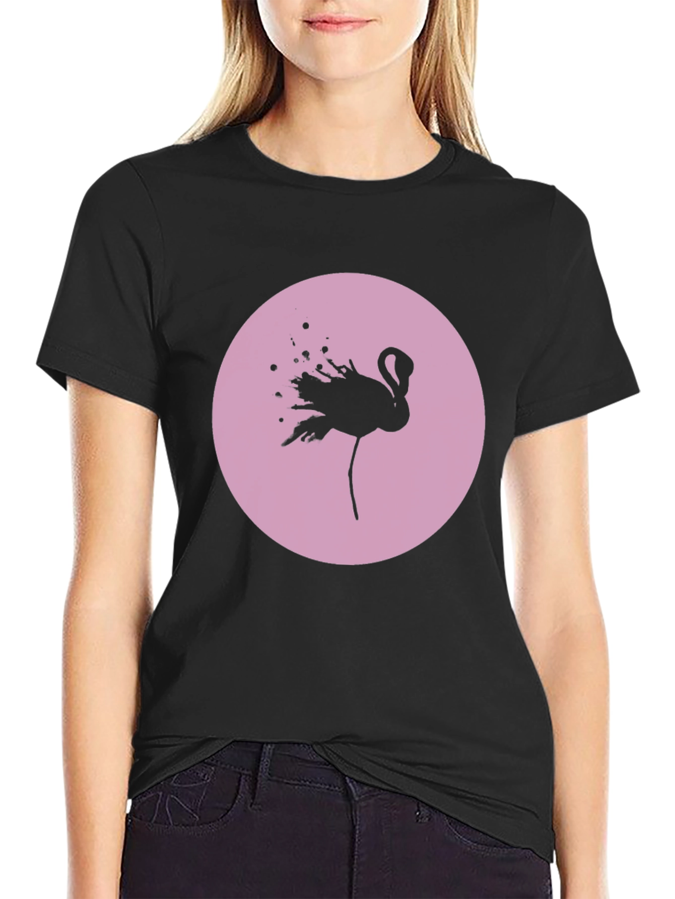 Flamingo Graphic Tee - Black