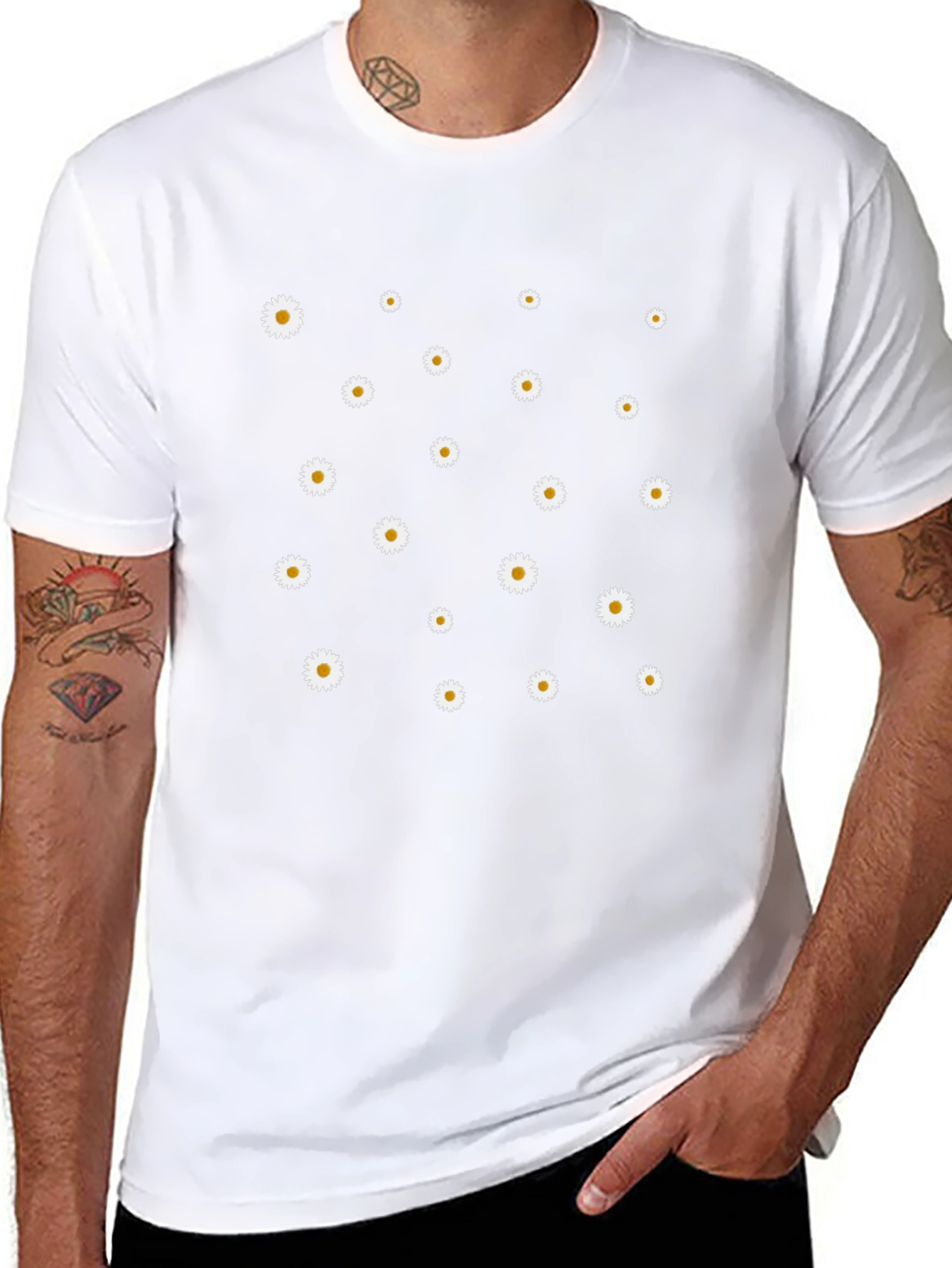 Daisy Print Black T-Shirt
