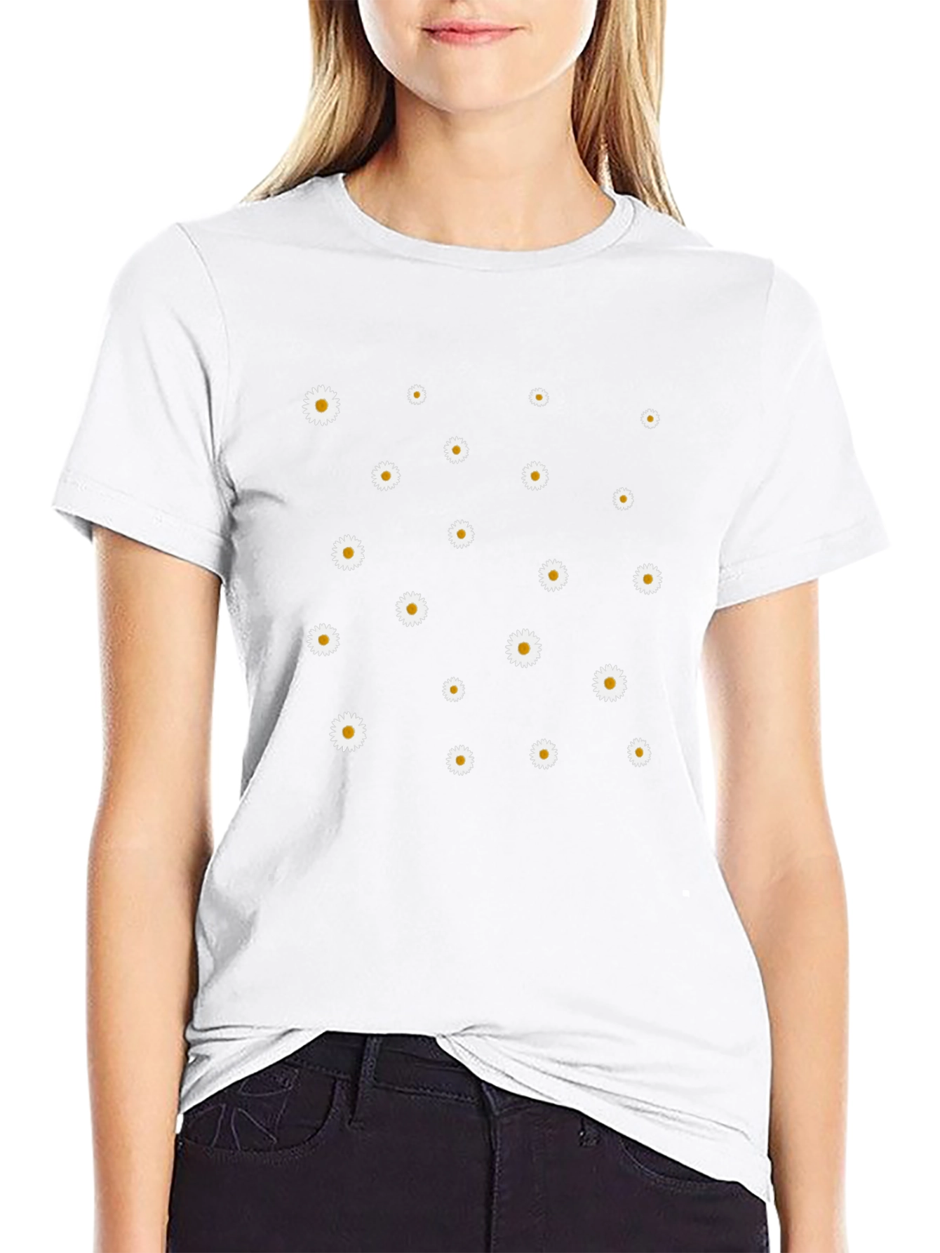 Daisy Print Black T-Shirt