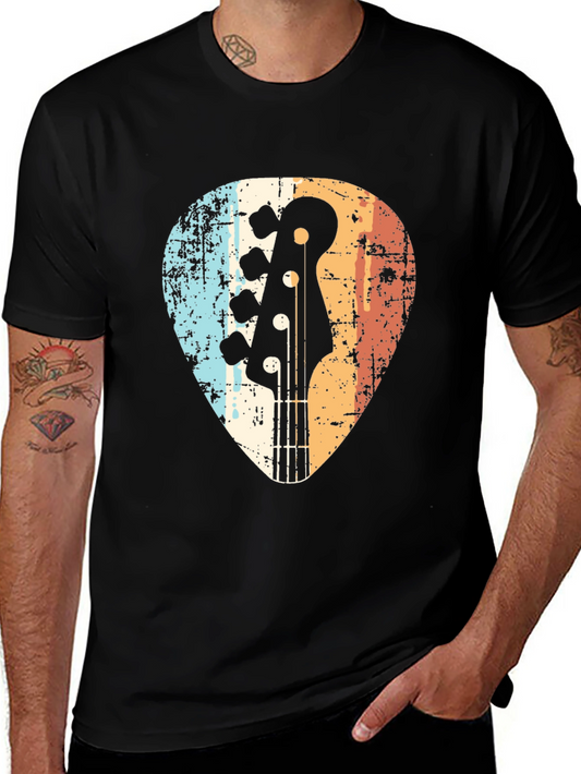 Retro Guitar Pick T-Shirt - Vintage Bass Guitar Tee
